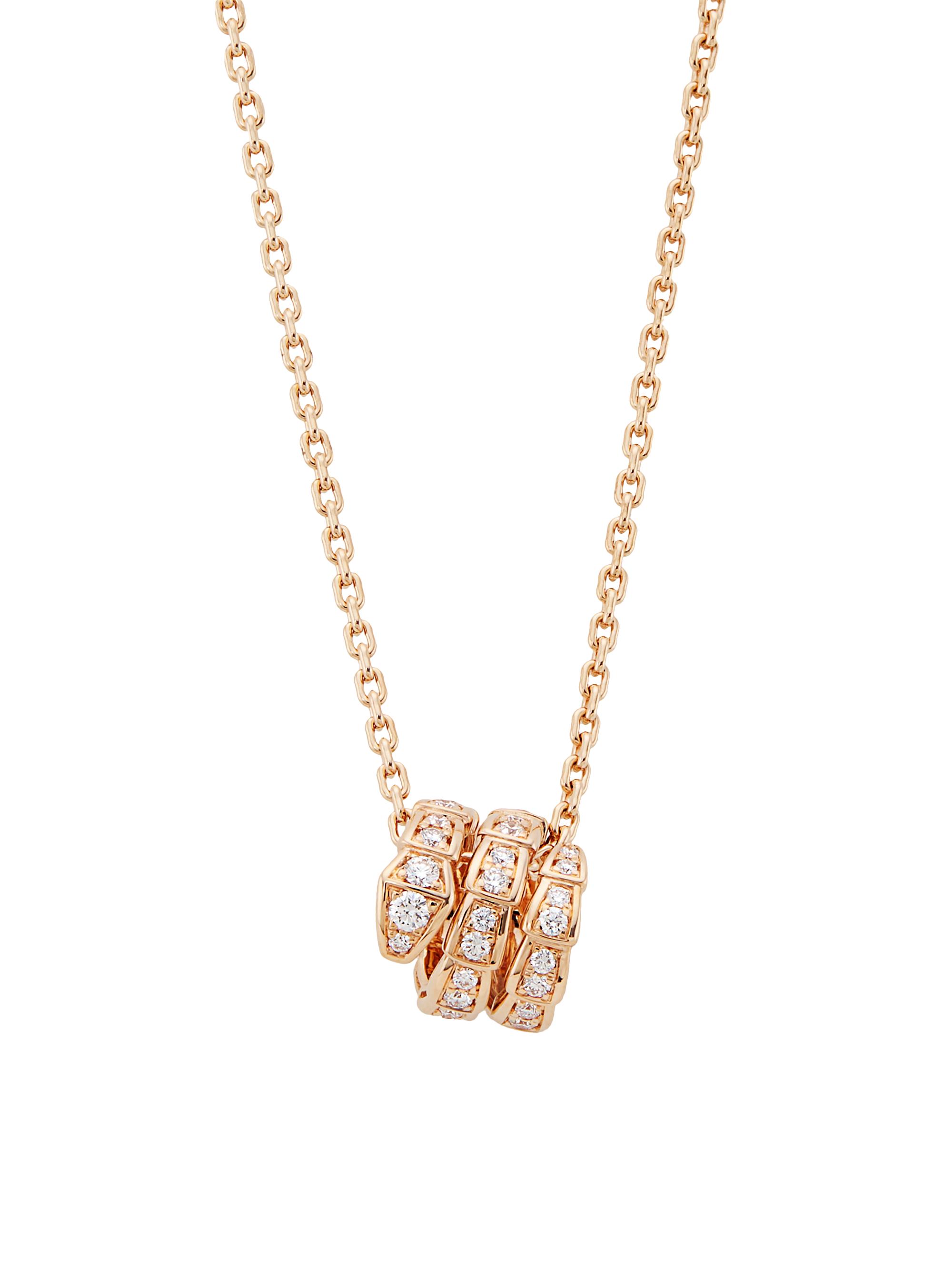 BVLGARI Women's Serpenti Viper 18K Rose Gold & Pavé Diamond Pendant Necklace - Pink Gold