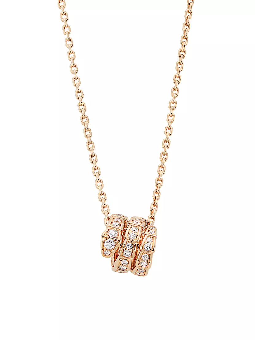 Bvlgari Serpenti Viper 18K Rose Gold Pavé Diamond Pendant Necklace