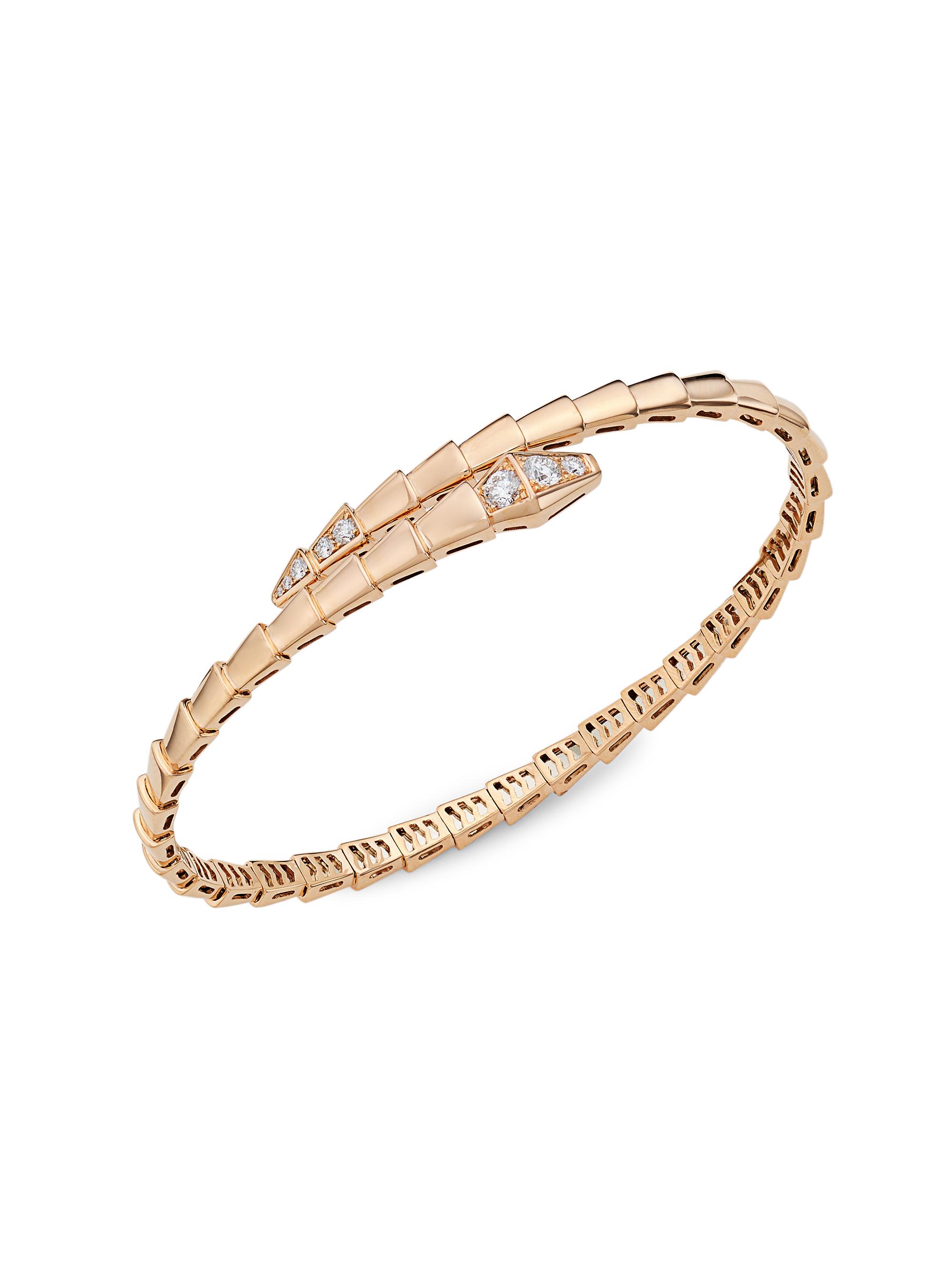 BVLGARI Serpenti Viper 18K Rose Gold Pavè Diamond Bracelet