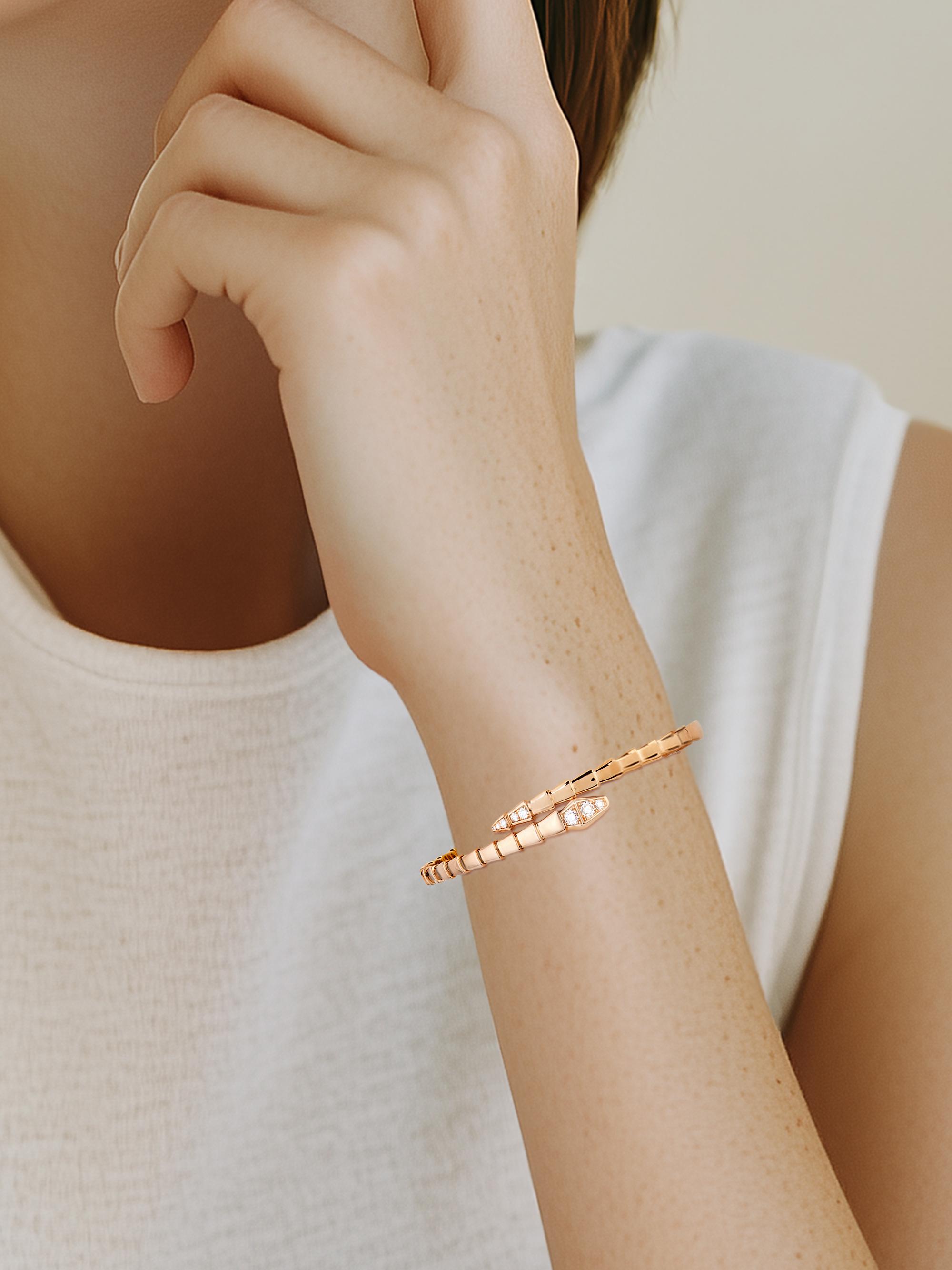 BVLGARI Serpenti Viper 18K Rose Gold & Pavè Diamond Bracelet