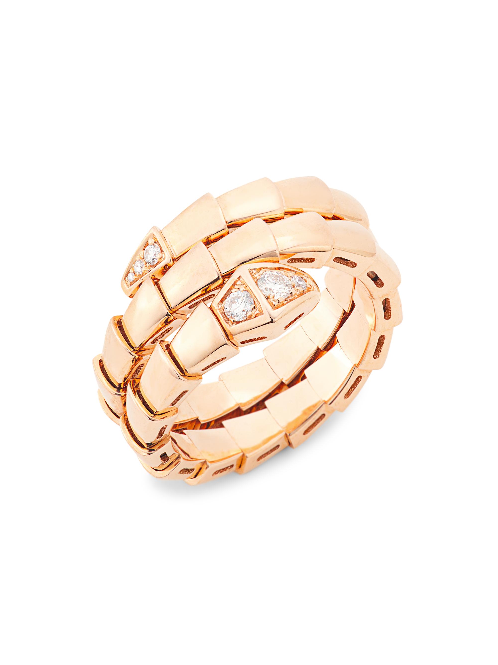 BVLGARI Women's Serpenti Viper 18K Rose Gold & Diamond 2-Coil Ring - Rose Gold