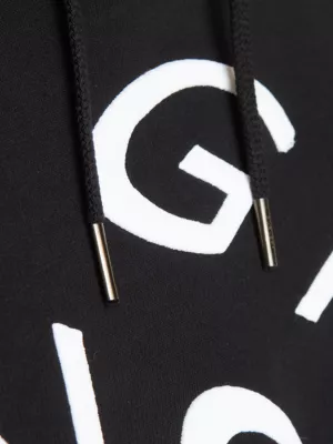 Givenchy Black Reversed Logo Waffle Hoodie