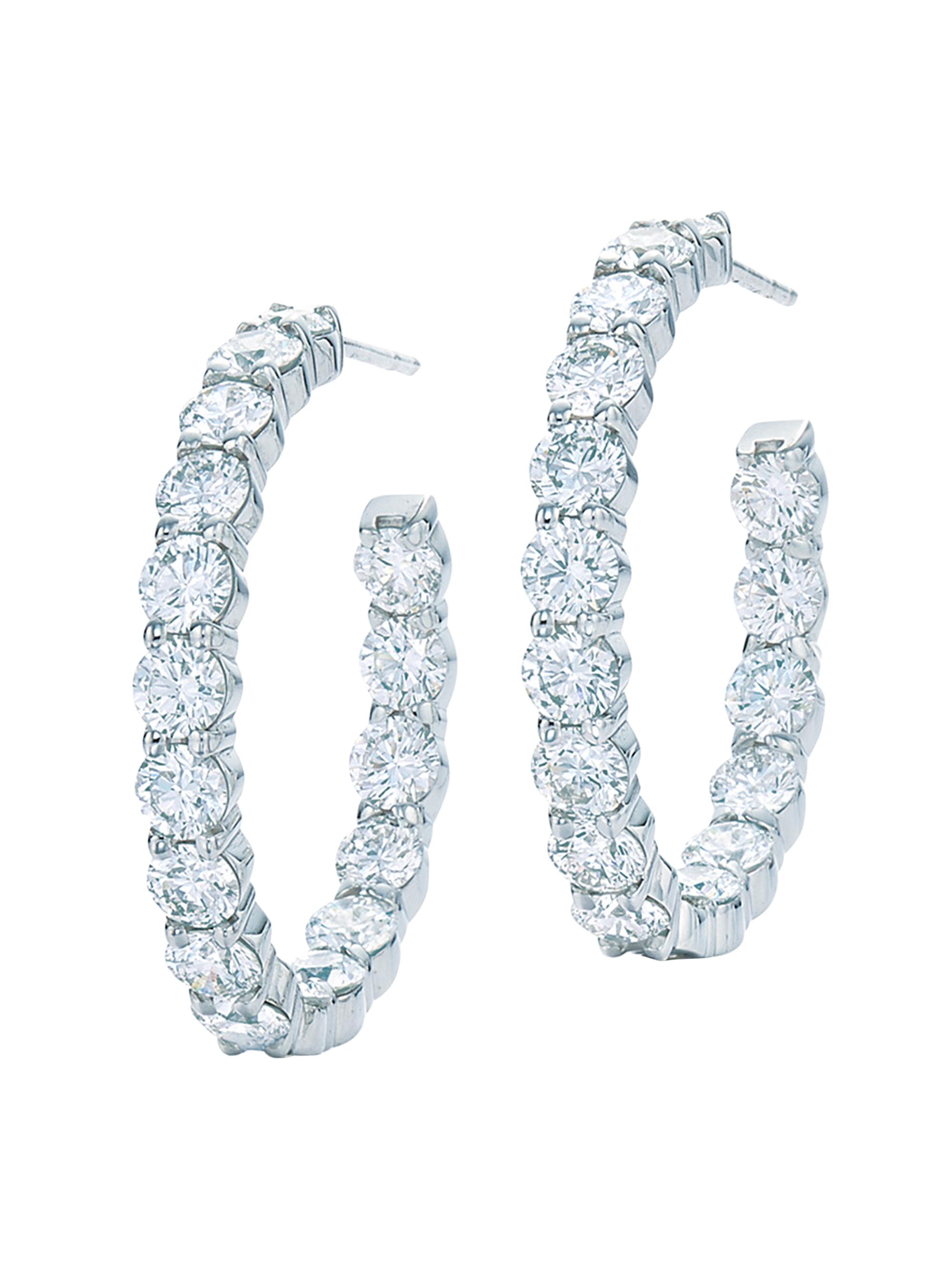 Kwiat Women's Hoops 18K White Gold & Diamond Inside/Outside Hoop Earrings - White Gold