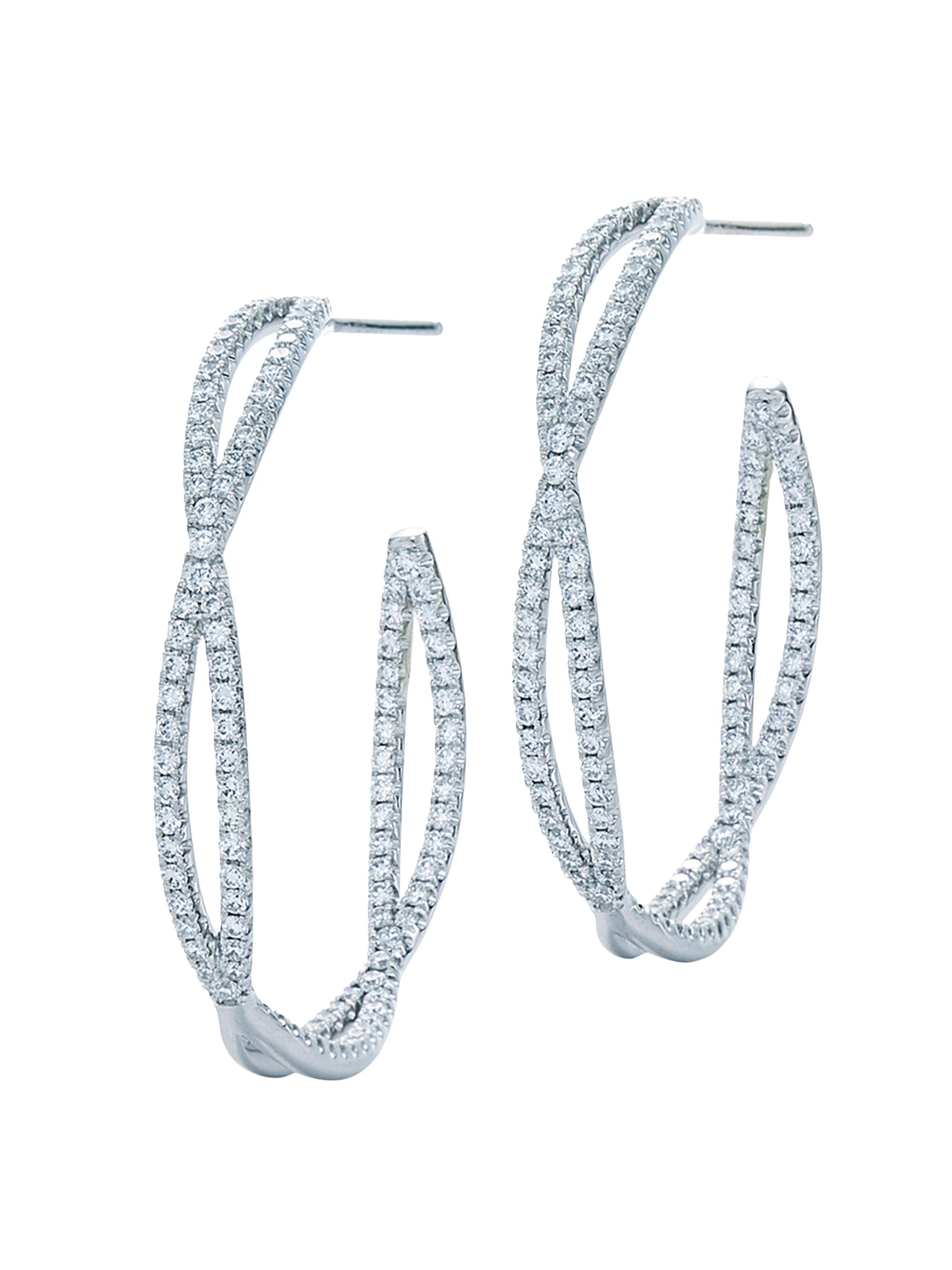Kwiat Women's Fidelity 18K White Gold & Diamond Pavé Twisted Hoop Earrings - White Gold