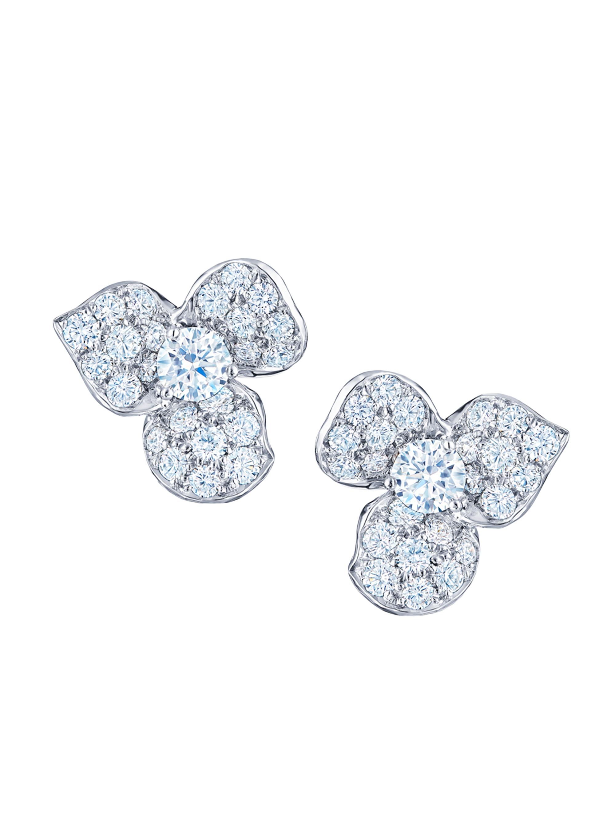 Kwiat Women's Floral 18K White Gold & Diamond 3-Petal Stud Earrings - White Gold