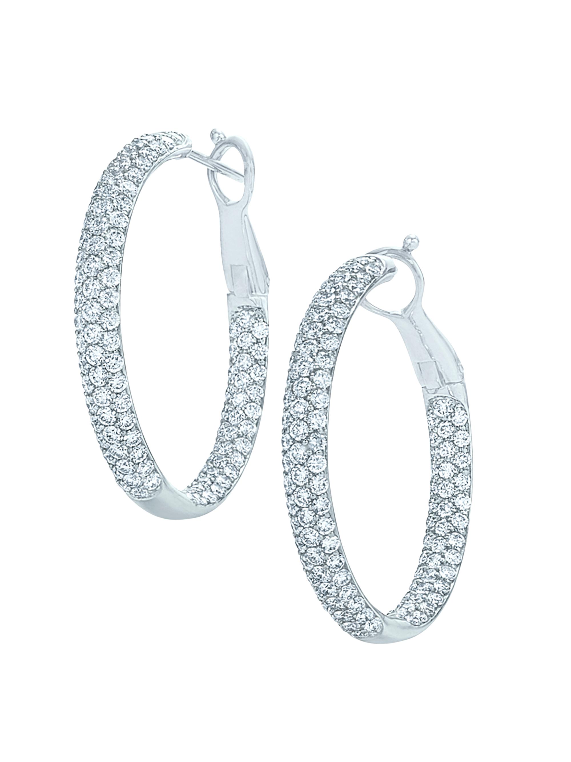 Kwiat Women's Moonlight 18K White Gold & Diamond Pavé Inside/Outside Hoop Earrings - White Gold