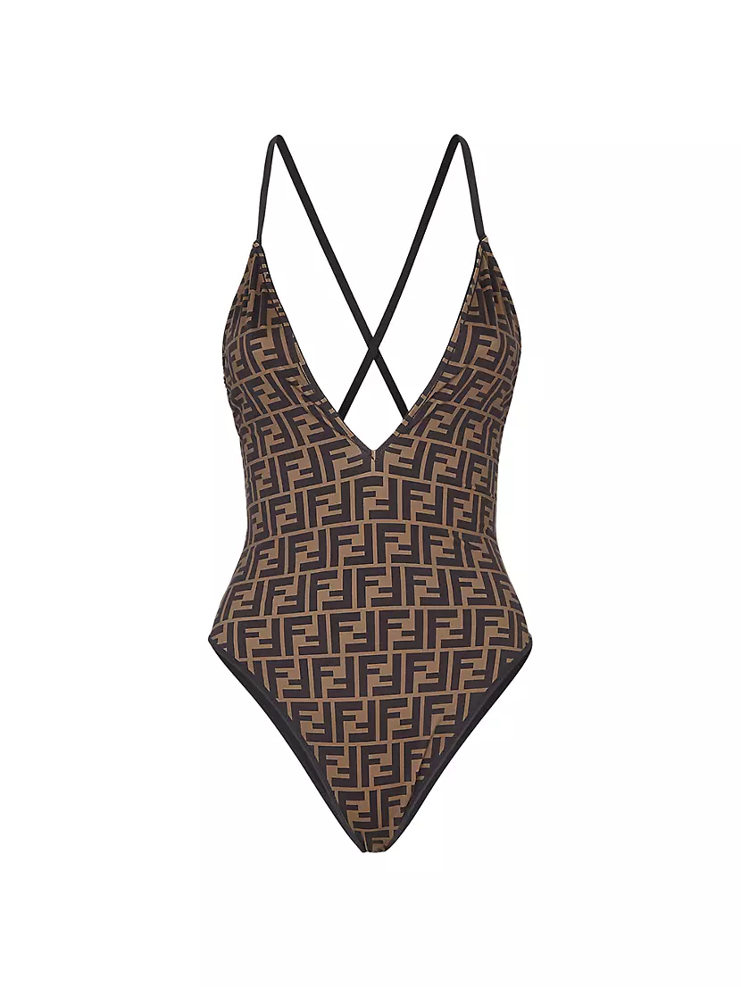 One-piece swimsuit Fendi Brown size 42 IT in Polyester - 31035093