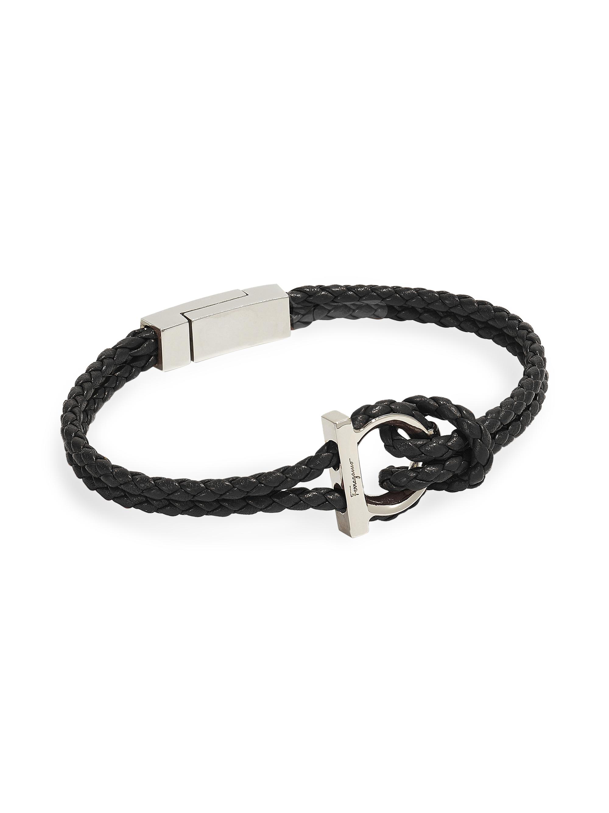 FERRAGAMO Braided Leather Gancini Bracelet | Saks Fifth Avenue