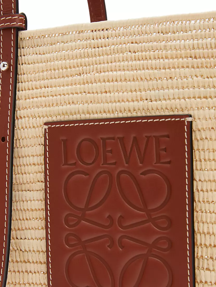 Shop LOEWE Pochette Leather-Trimmed Raffia Crossbody Bag