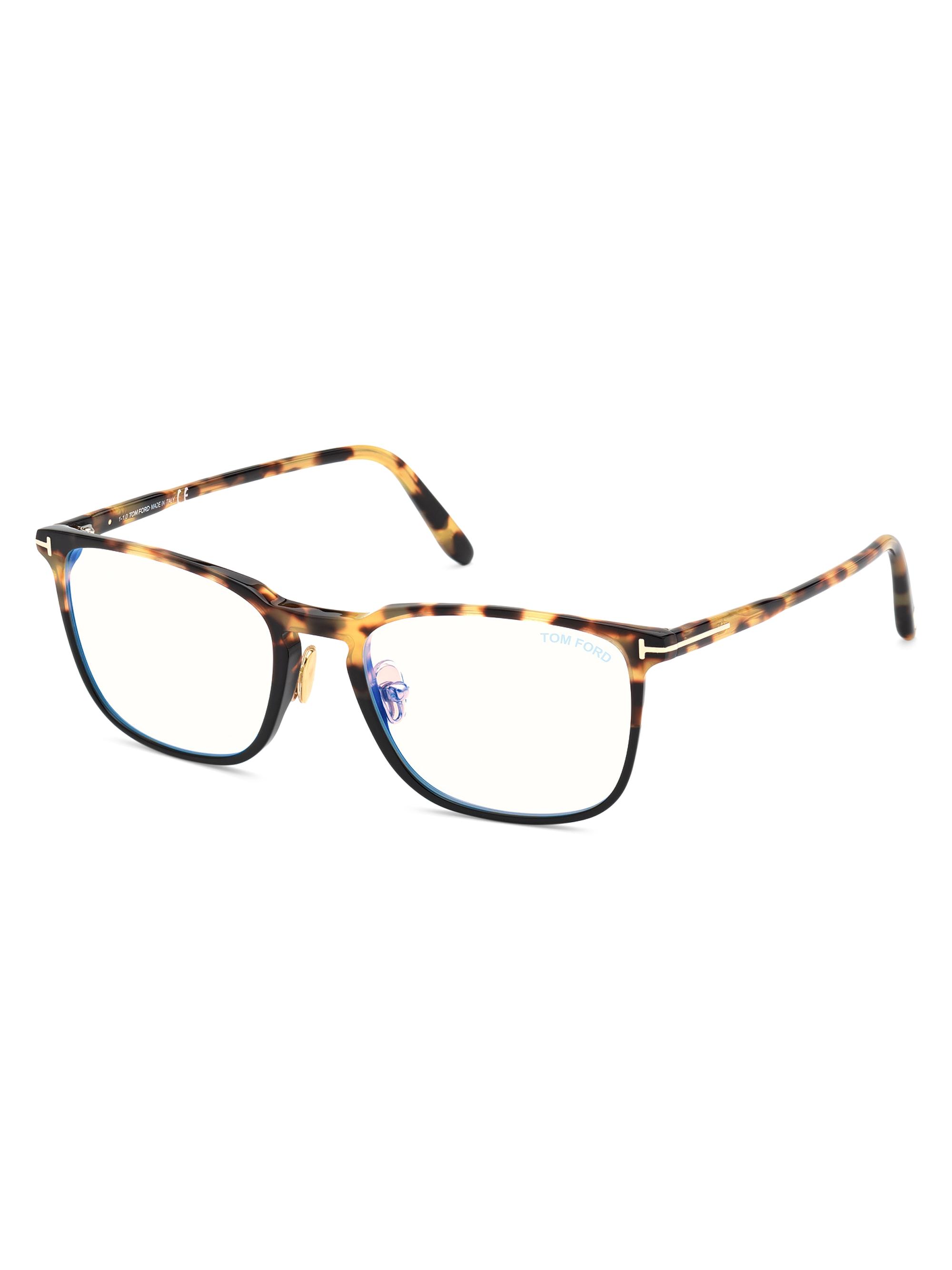 TOM FORD Men's 54MM Acetate Blue Filter Optical Glasses - Shiny Tortoise