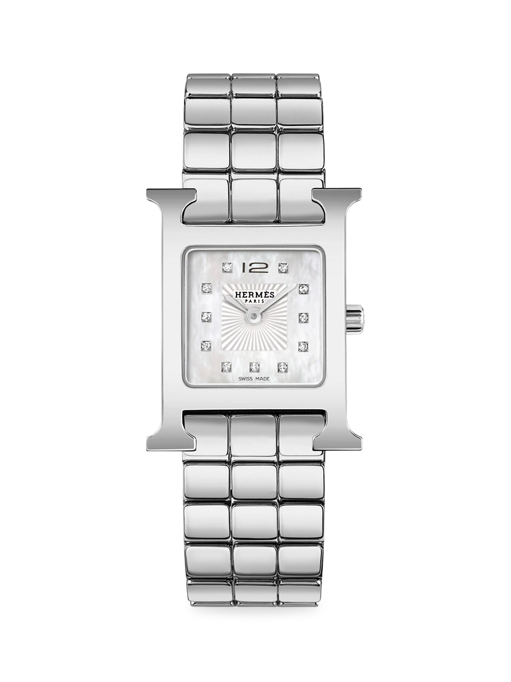 HERMÈS Women's Heure H Stainless Steel & Diamond Bracelet Watch/21MM - Stainless Steel