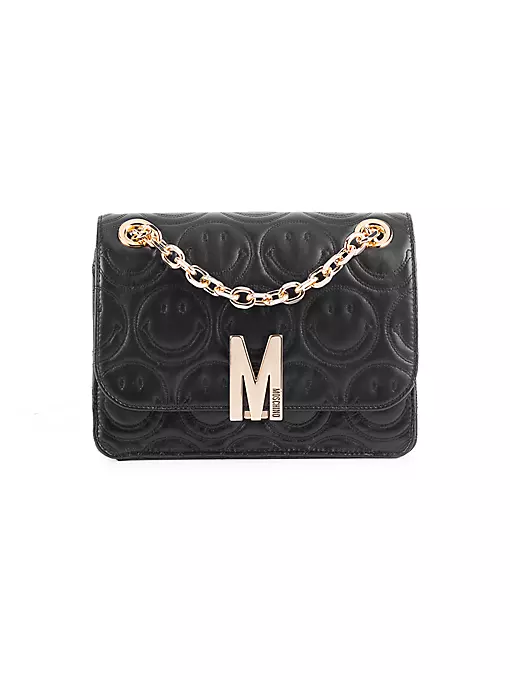 Moschino - Smiley-Embossed Leather Shoulder Bag