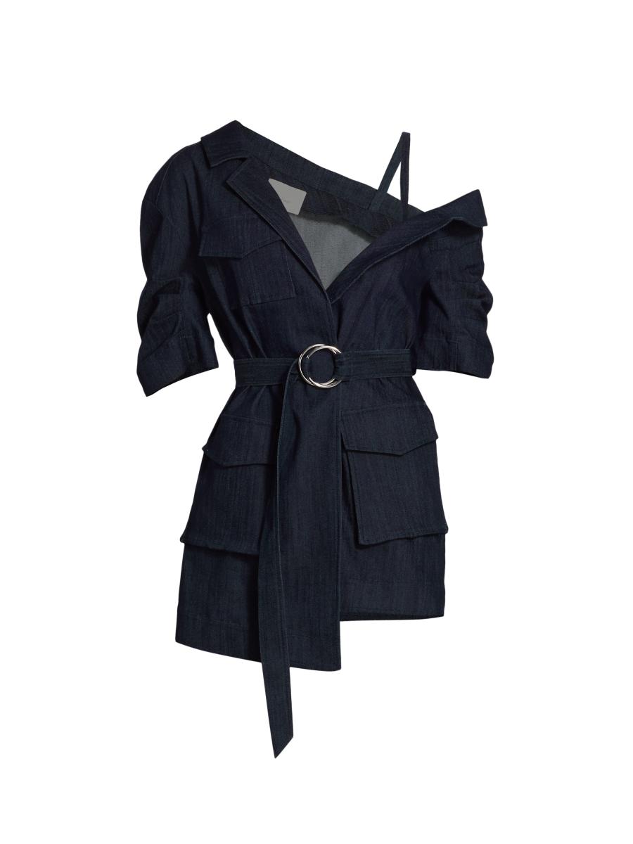 Cinq à Sept Katie Asymmetric Belted Denim Jacket | Saks Fifth Avenue