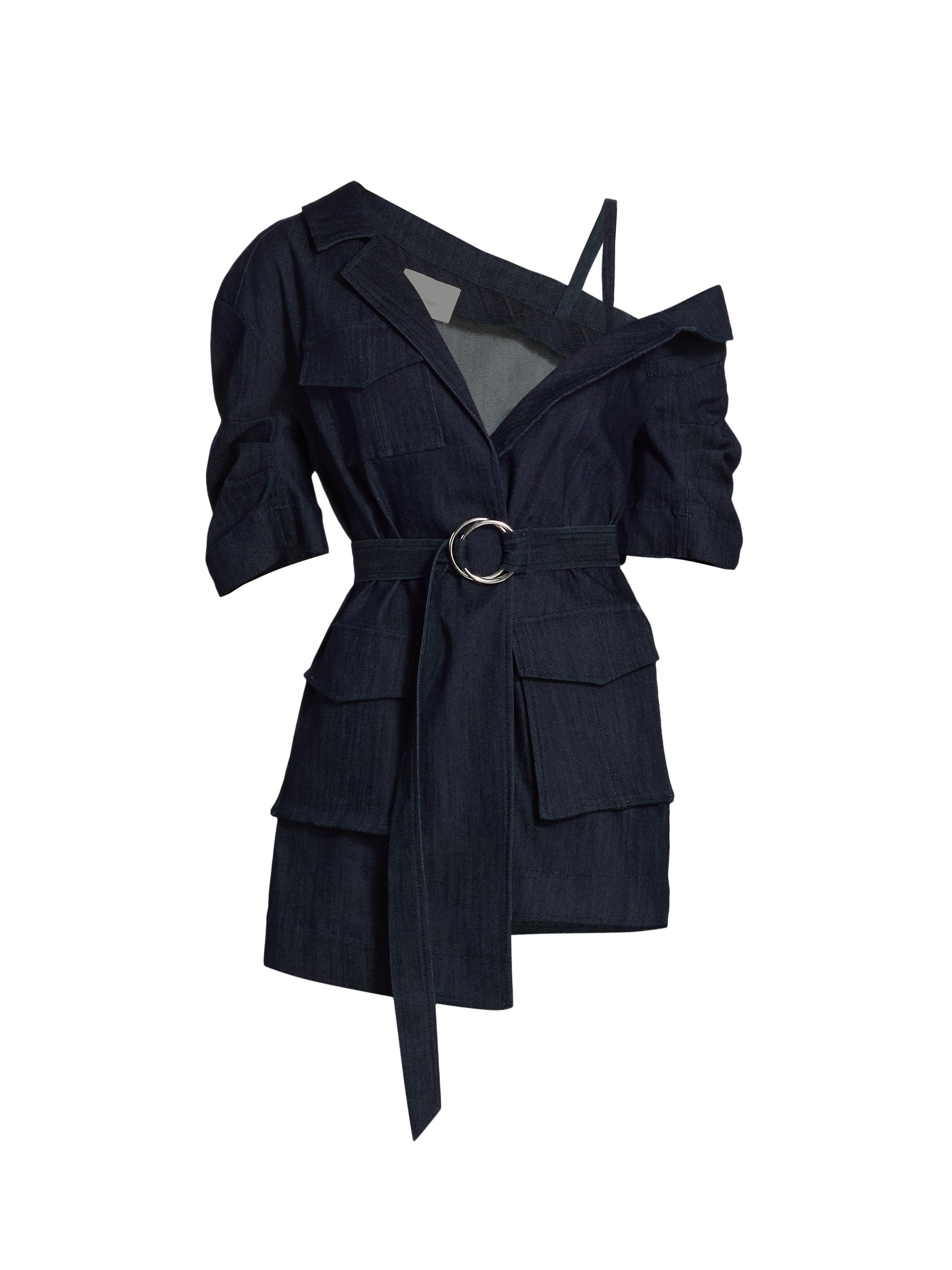 Cinq à Sept Katie Asymmetric Belted Denim Jacket | Saks Fifth Avenue