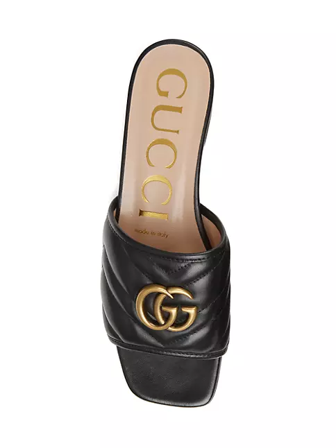 Chanel 23P Black Chain Gold CC Logo Quilted Mules Slide Sandal