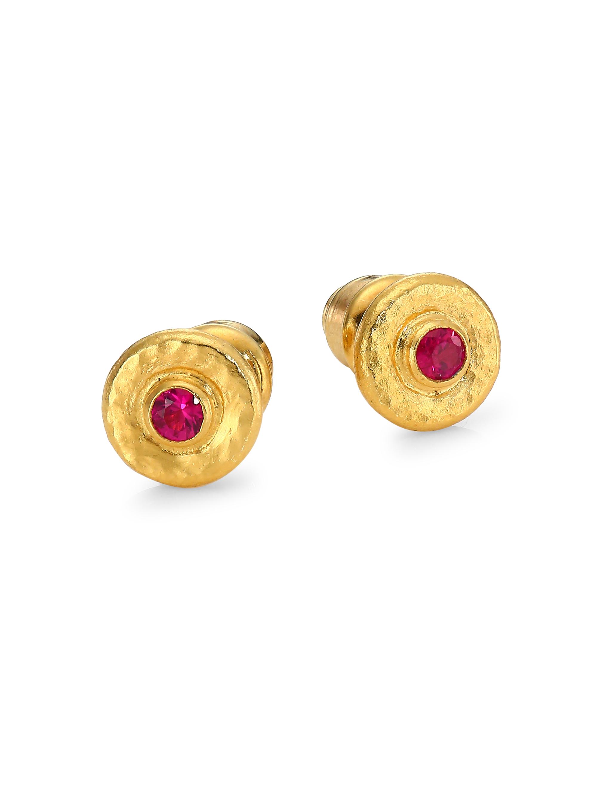 Gurhan Women's Rain 24K Yellow Gold & Ruby Stud Earrings - Ruby