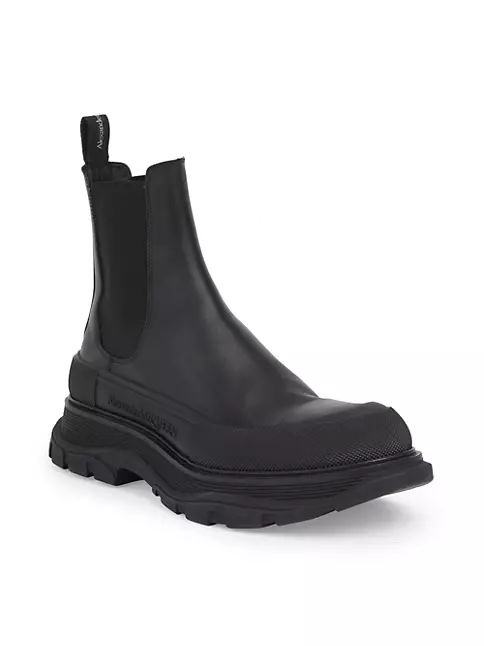 Alexander McQueen Men's Tread Slick Chelsea Boots - Black Silver - Size 11