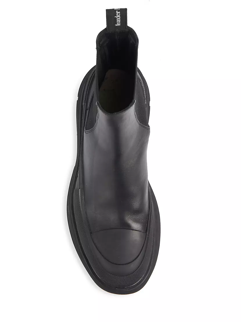 Alexander McQueen Mens White Leather Tread Slick Chelsea Boots 12 US/ 45 EU  New