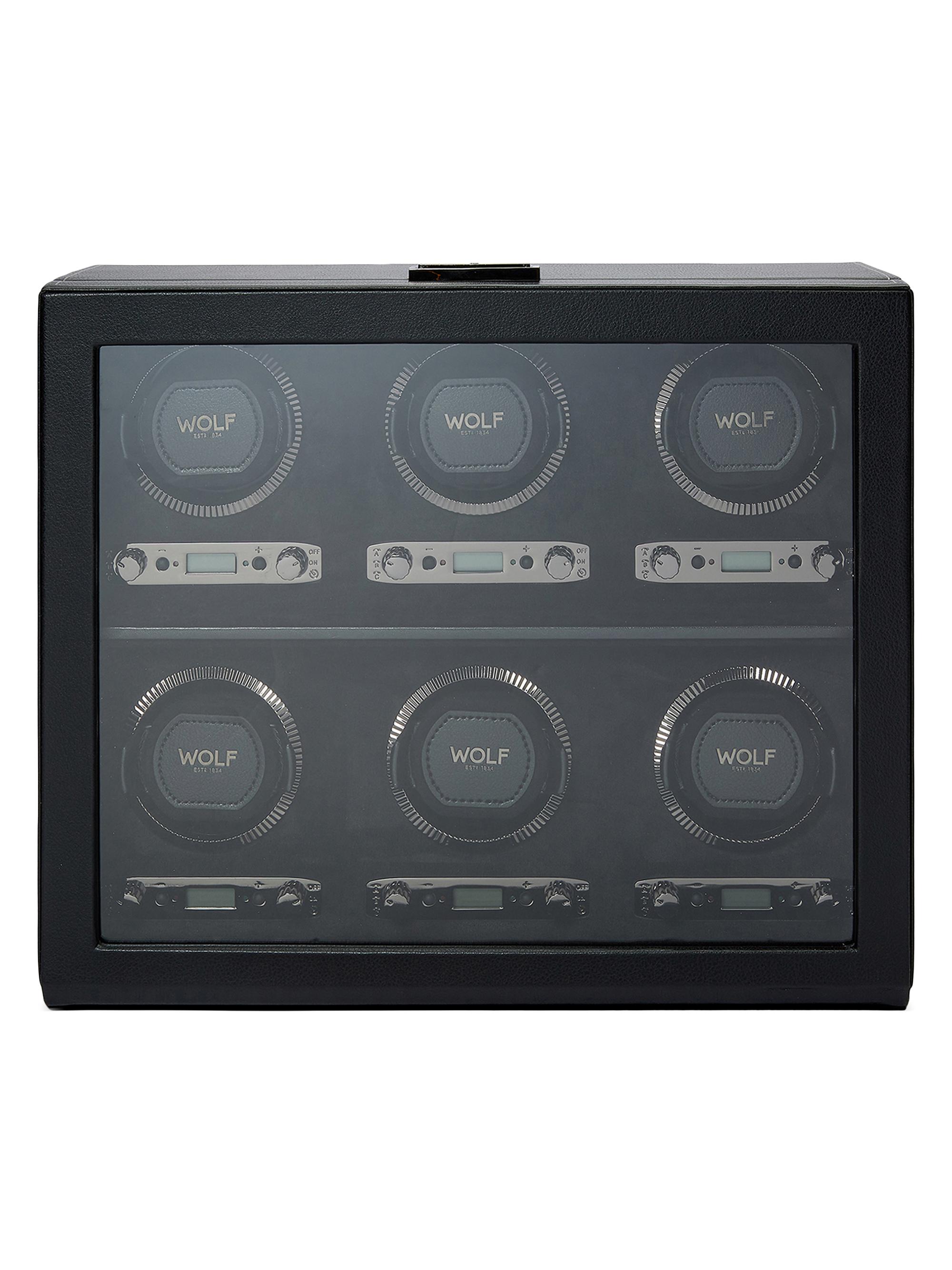 Wolf British Racing Green 6-Piece Watch Winder - Black