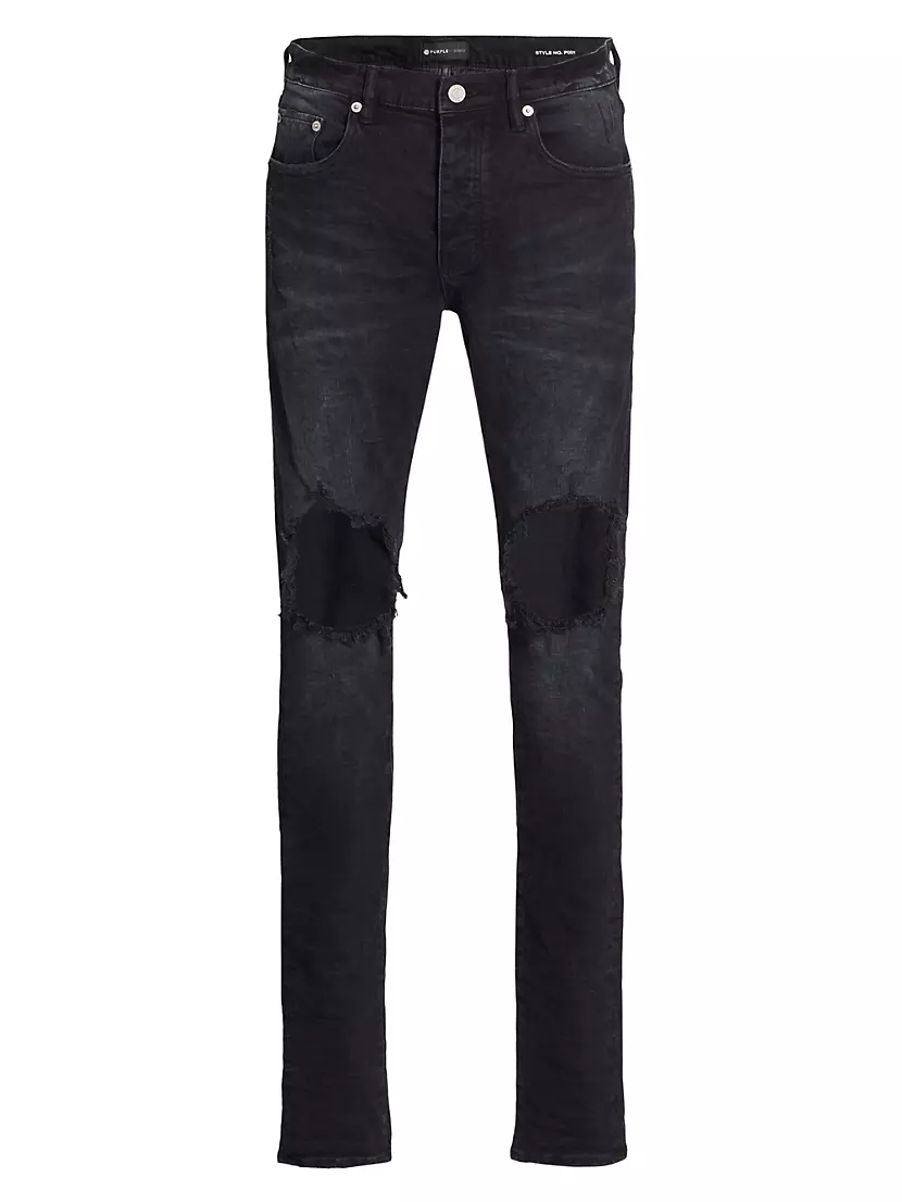 Mens Pure Black Pb Purple Skinny Jeans With Leg Rip Jean Patches From  Bigget, $30.89