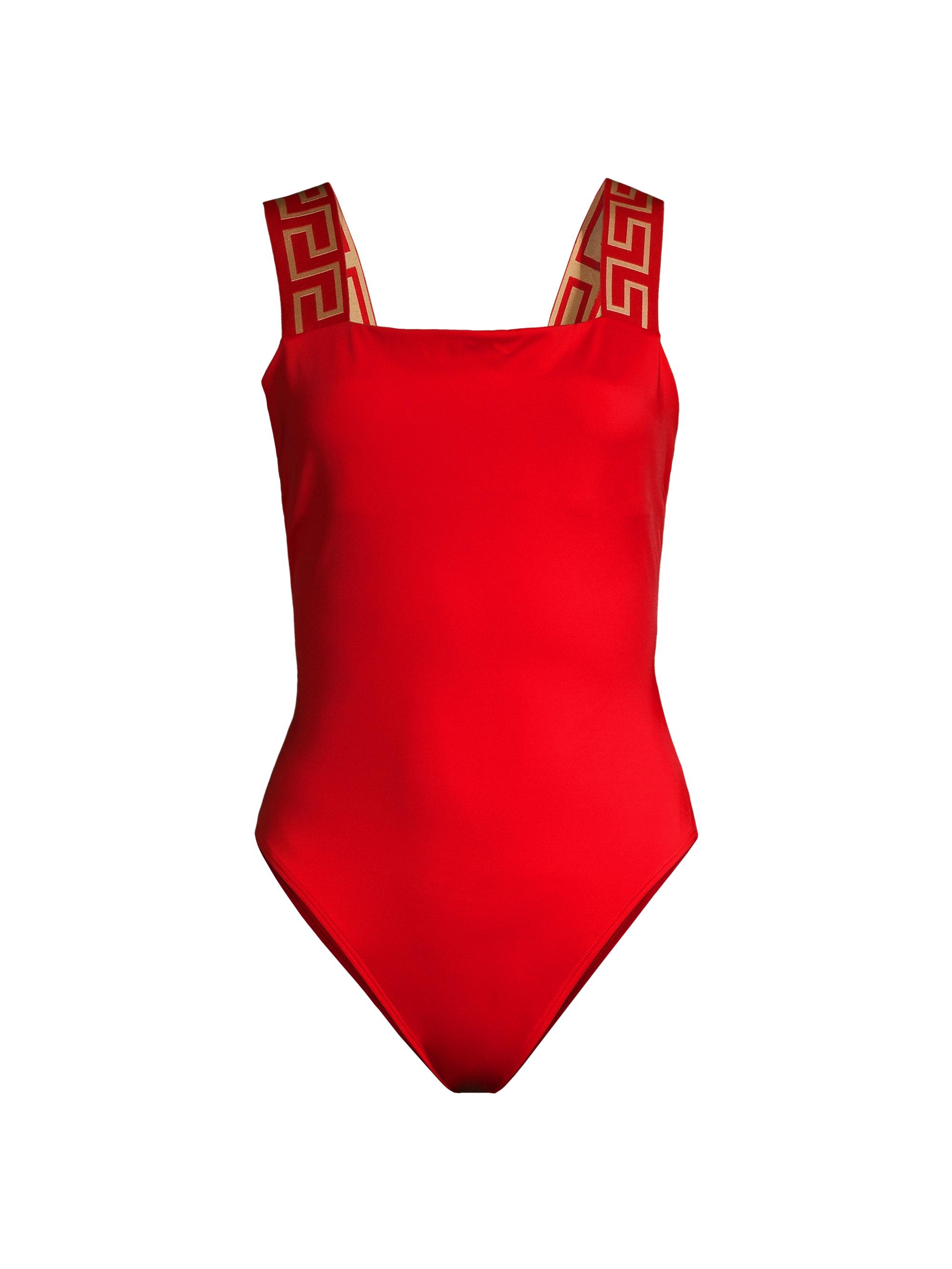 Versace Women's Greca Border One-Piece Swimsuit - Red