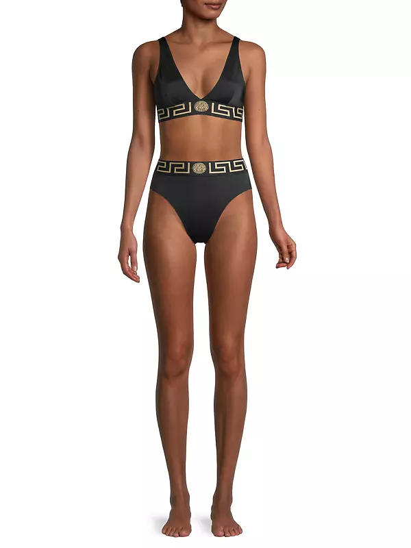 Shop Versace Greca Border Bikini Top