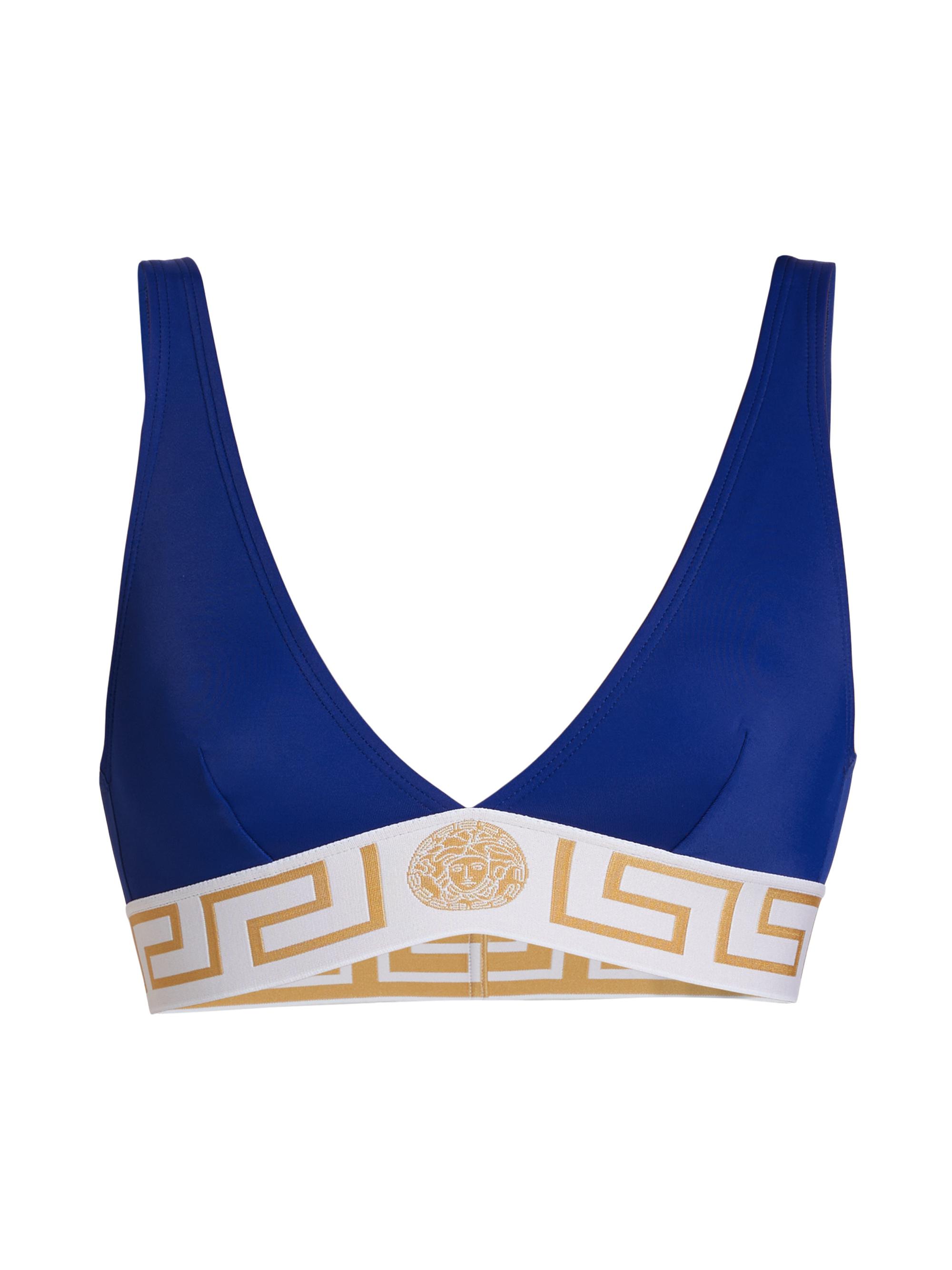 Versace Women's Greca Border Bikini Top - Royal Blue White