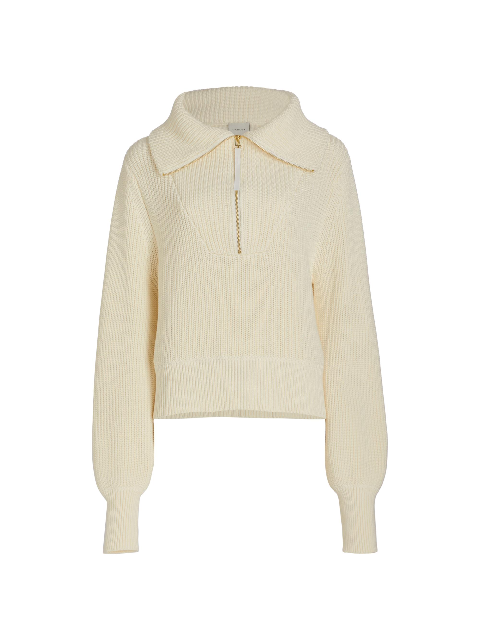 Varley Women's Mentone Quarter-Zip Knit Top - Egret