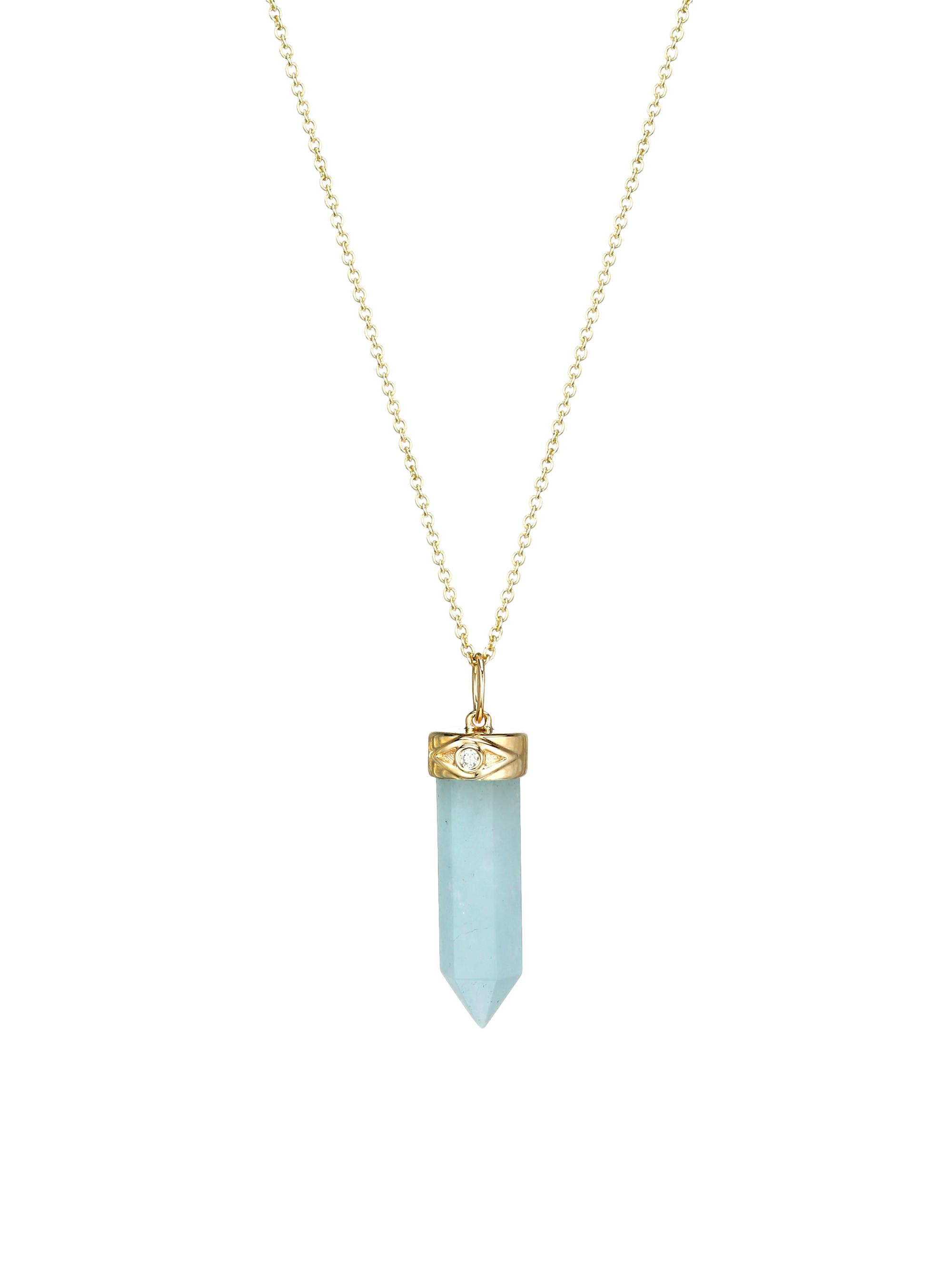 Sydney Evan Women's 14K Yellow Gold, Aquamarine & Diamond Marquis Eye Crystal Point Pendant Necklace - Gold
