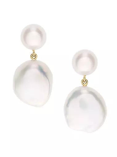 Classic Collection 14K Yellow Gold & 8.5-14MM Pearl Venus Blanc Drop Earrings