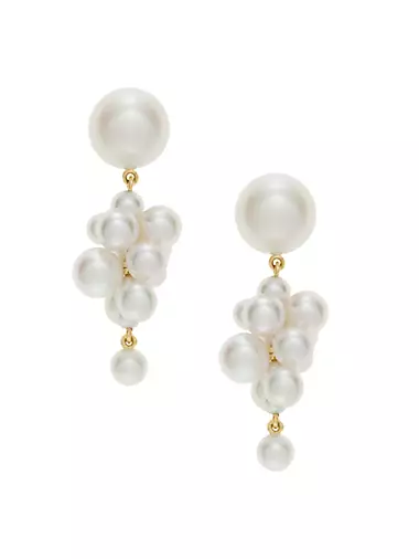 Classic Collection 14K Yellow Gold & 2.5-8.5MM White Pearl Botticelli Cluster Drop Earrings