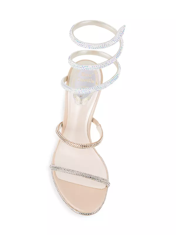 Cleo Ankle-Wrap Crystal-Embellished Satin Sandals