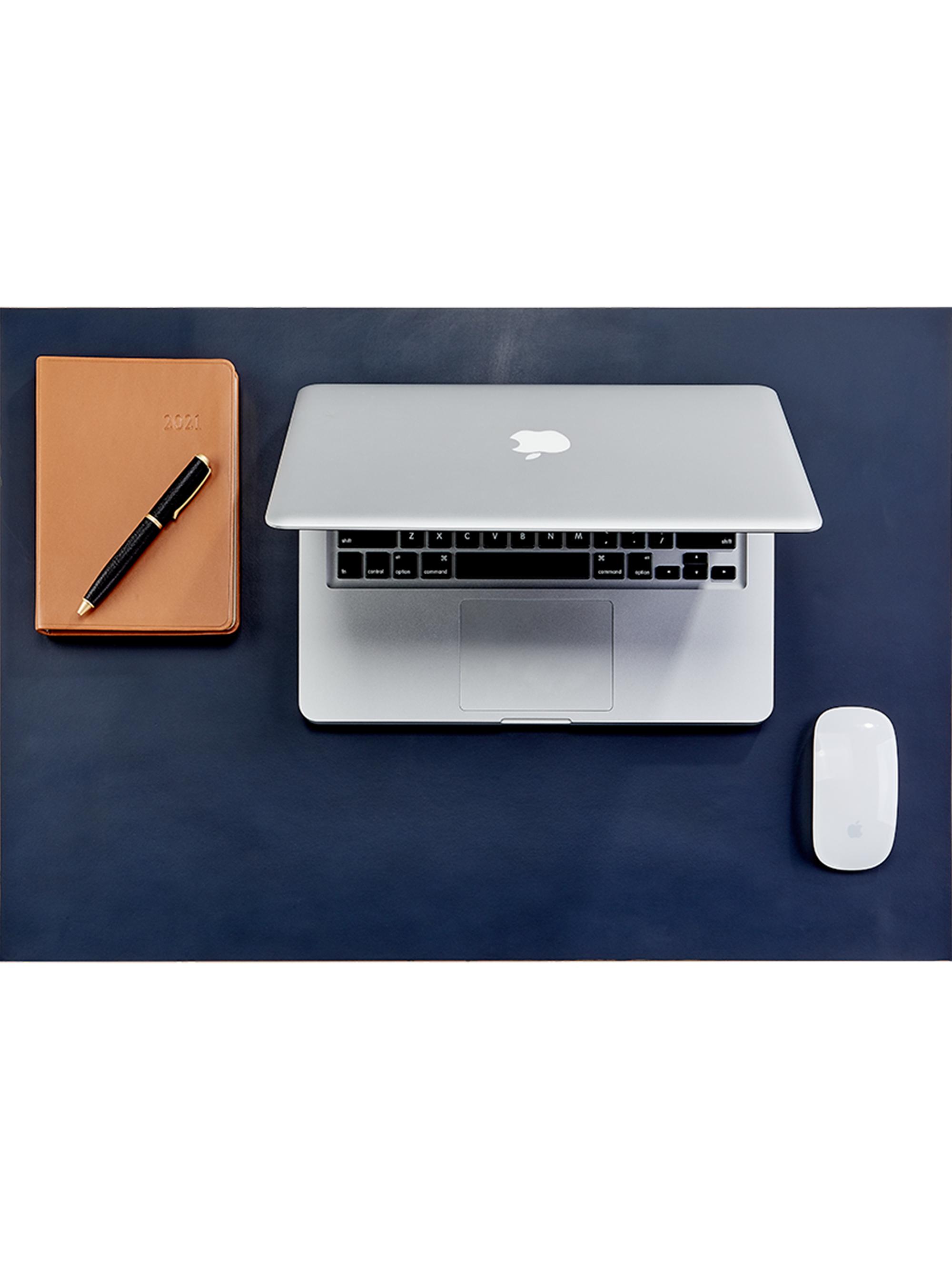 Graphic Image Leather Desk Blotter - Navy Tan