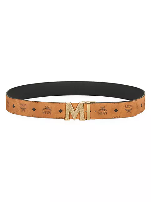 MCM Reversible Leather Logo Buckle Belt