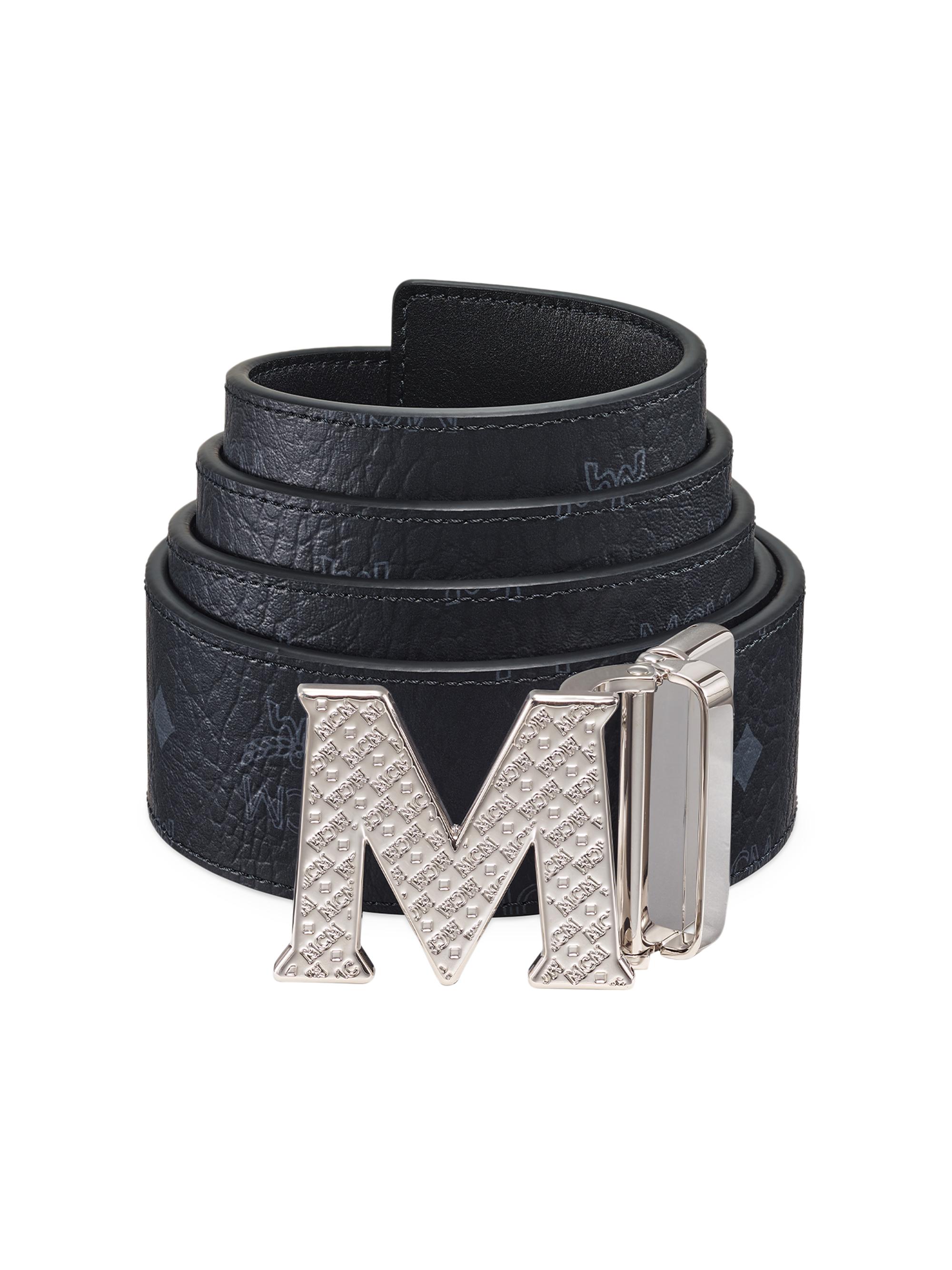 MCM Men's Claus Reversible Logo Engraved Belt - Black