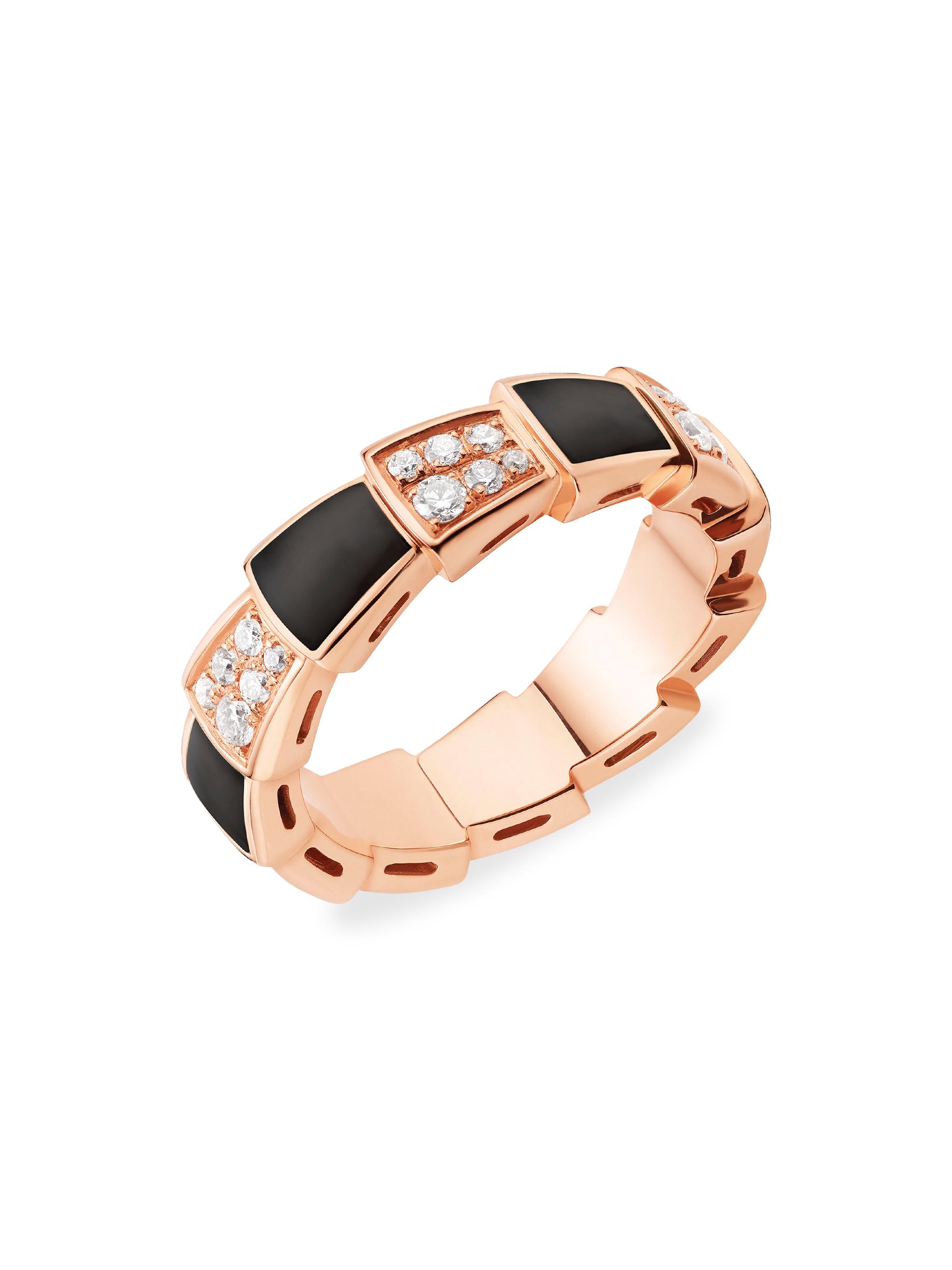 BVLGARI Women's Serpenti Viper 18K Rose Gold, Diamond & Onyx Ring - Pink Gold