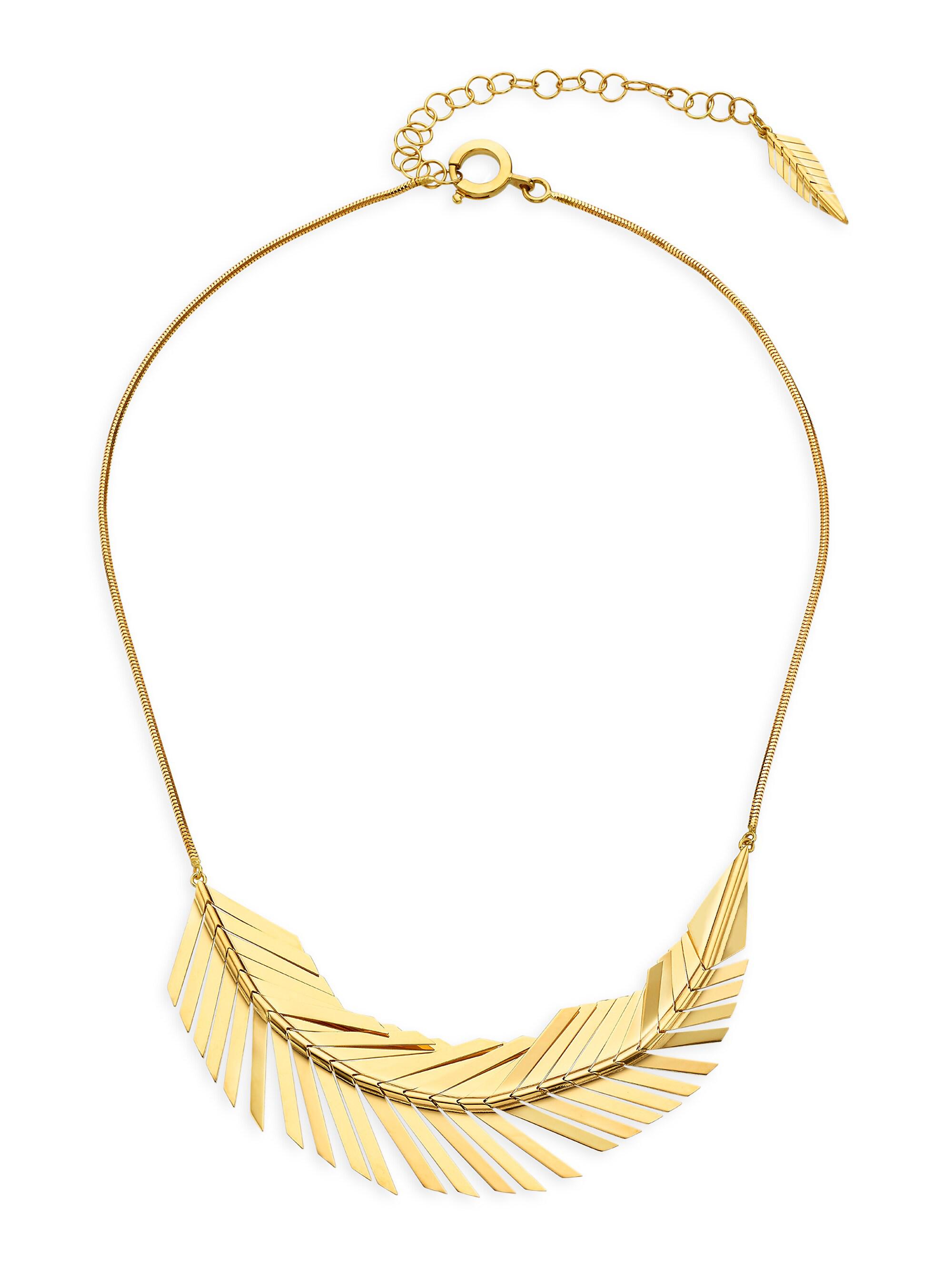 Cadar Women's 18K Yellow Gold Feather Necklace - Gold