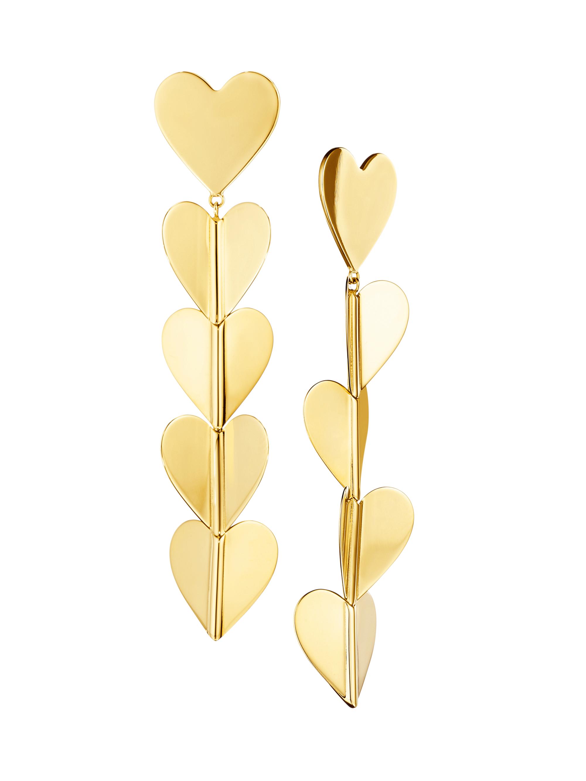 Cadar Women's Wings Of Love 18K Yellow Gold  Heart Drop Earrings - Gold