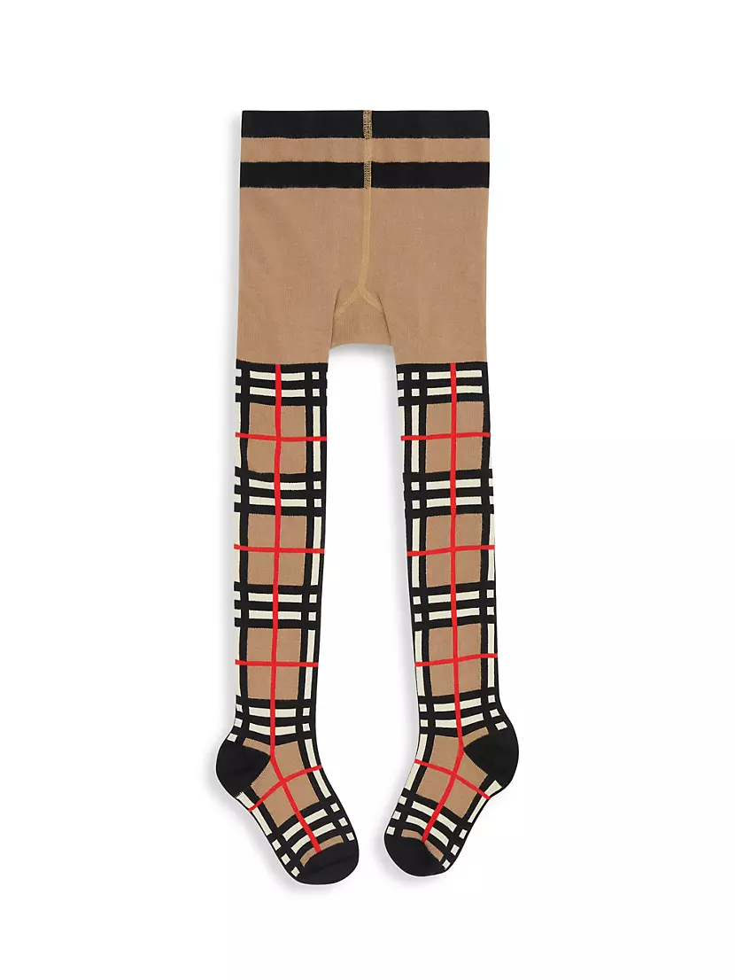 Checked stretch-cotton leggings in black - Burberry Kids