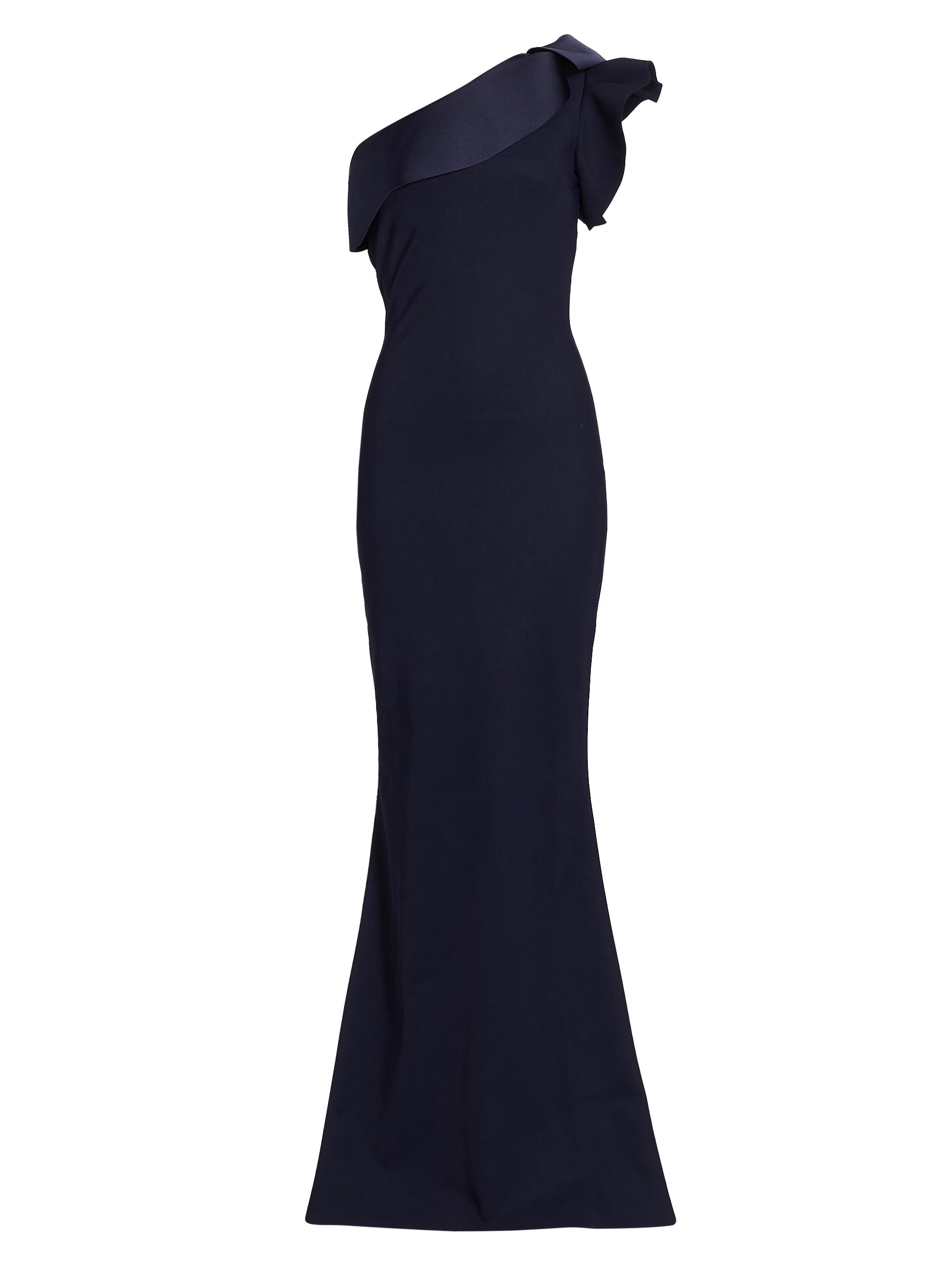 Chiara Boni La Petite Robe Women's Kika Ra Ruffled One-Shoulder Trumpet Gown - Blue Notte
