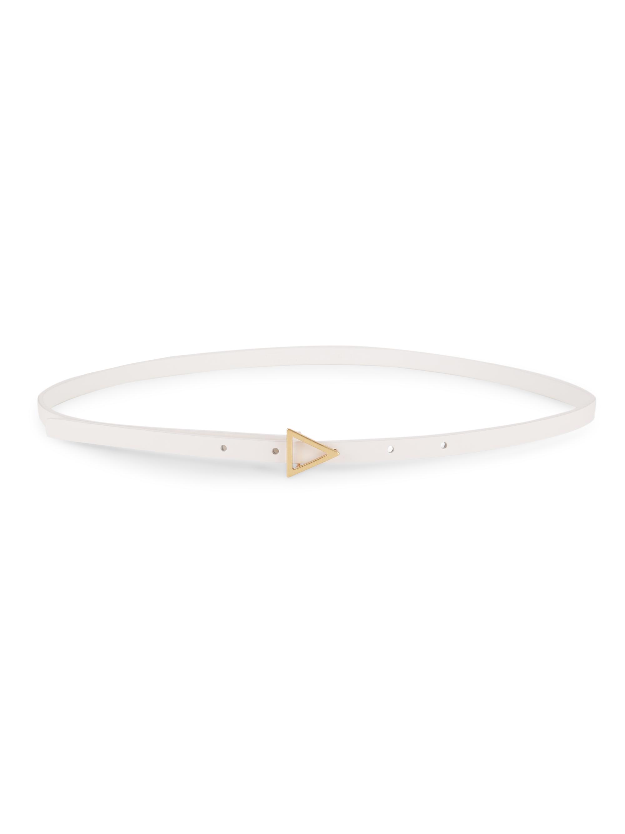 Bottega Veneta Women's Triangle-Buckle Leather Belt - White Gold