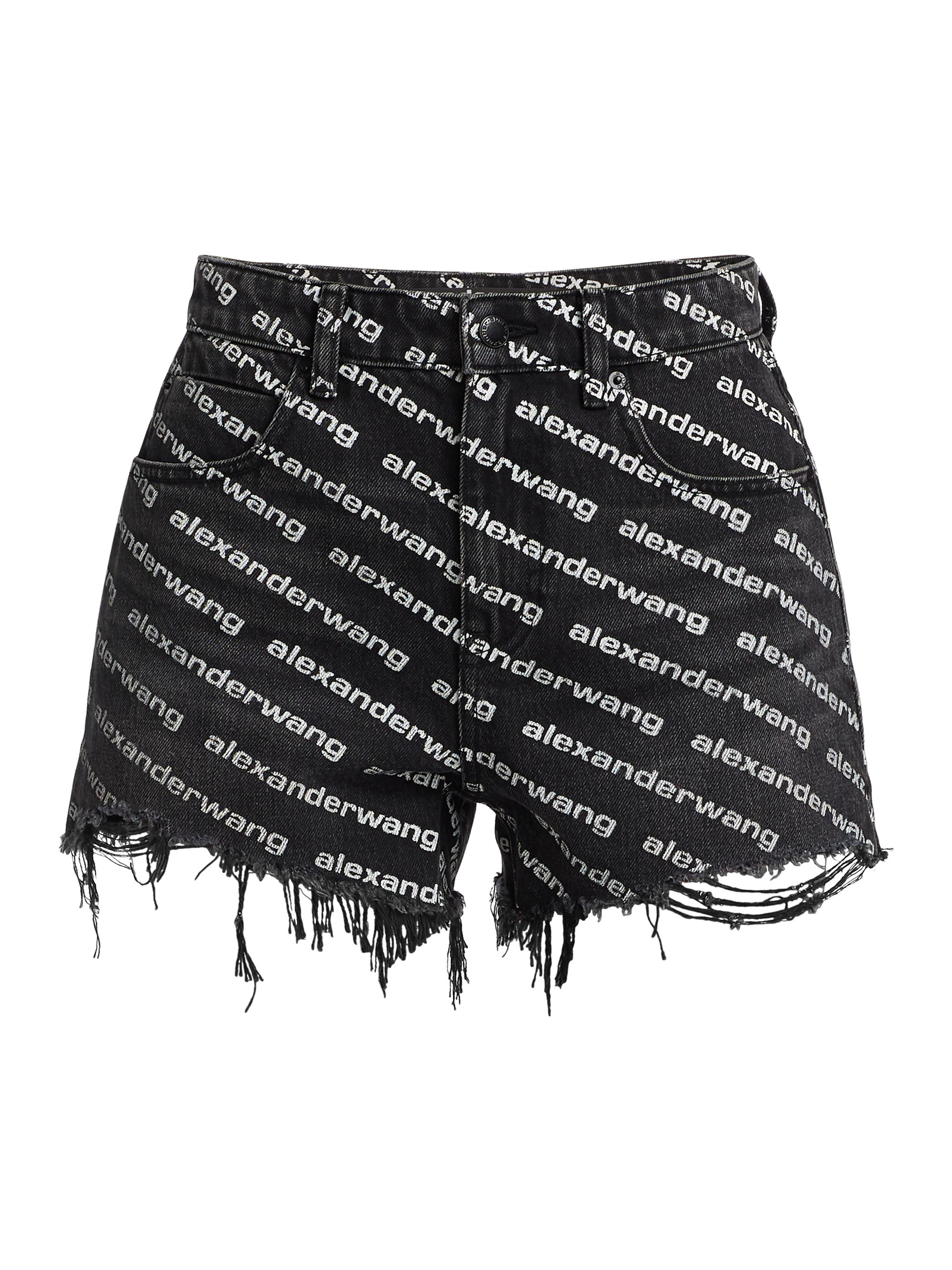 Shop alexanderwang.t Bite Logo Print Denim Shorts | Saks Fifth Avenue