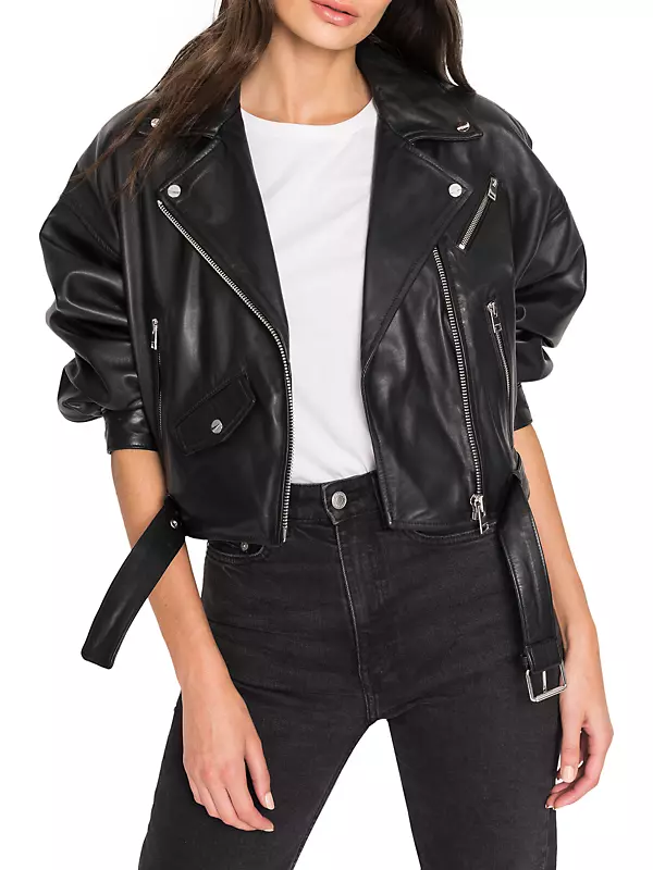 Shop Lamarque Dylan Leather Biker Jacket | Saks Fifth Avenue