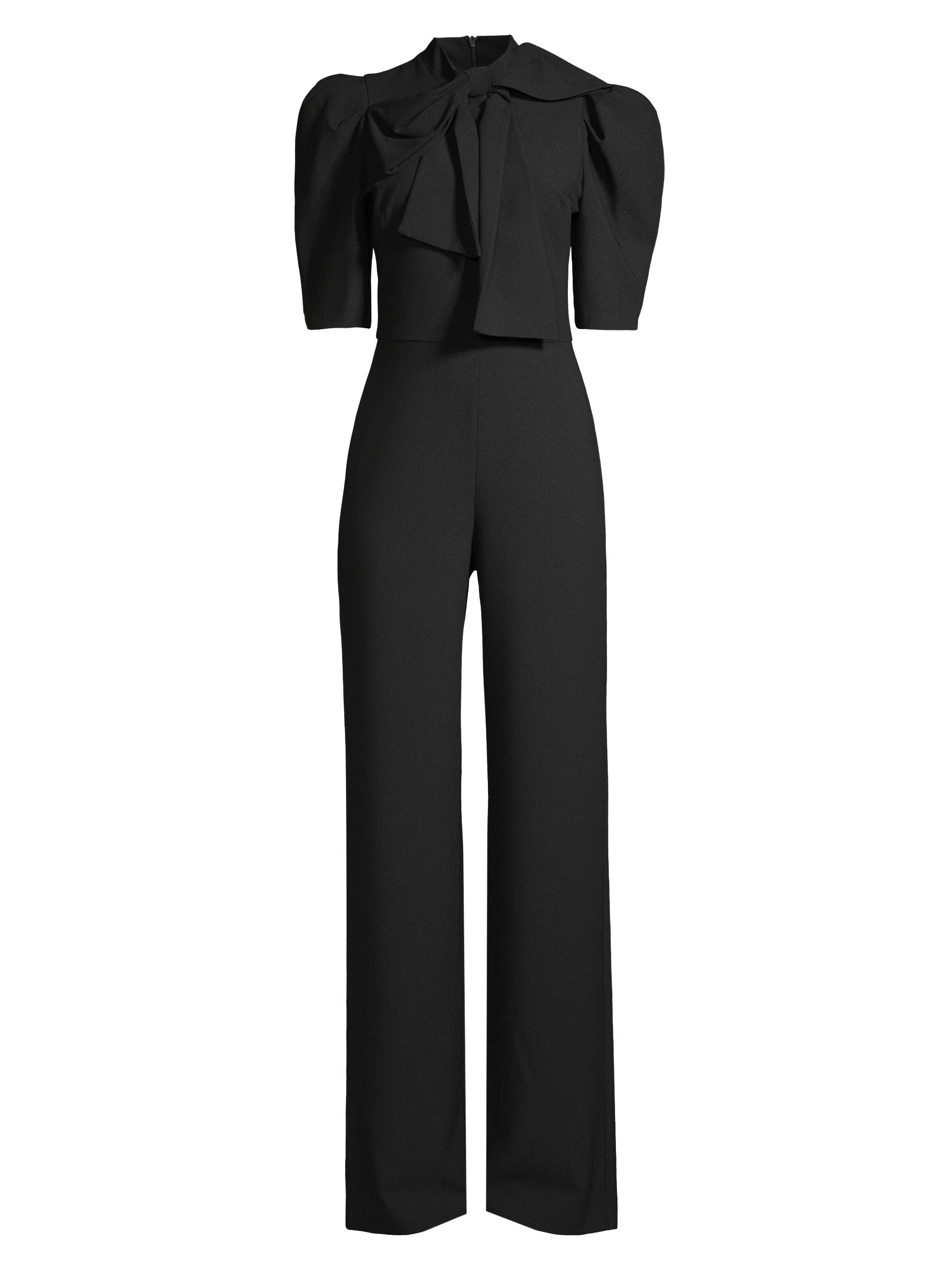 Black Halo Women's Ara Bow Puff-Sleeve Jumpsuit - Black