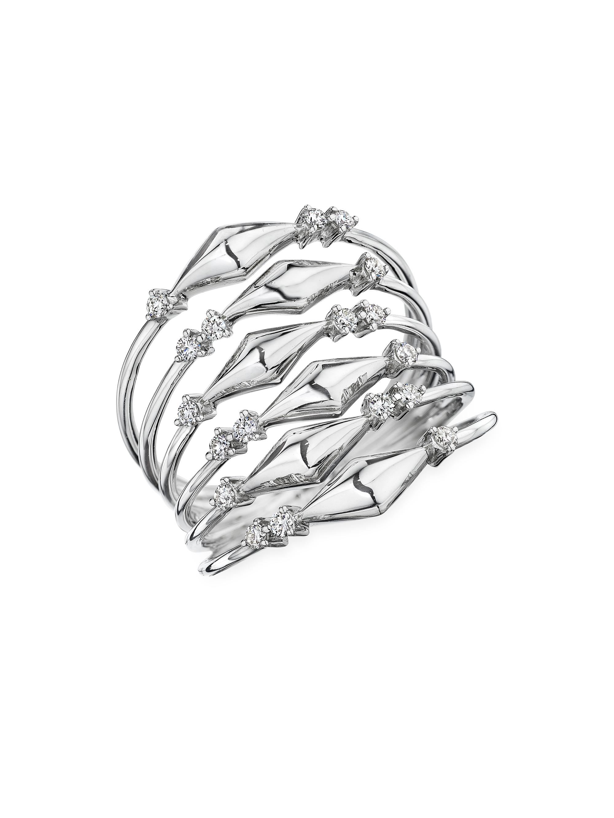 Hueb Women's Luminus 18K White Gold & Diamond Bar Ring - White Gold