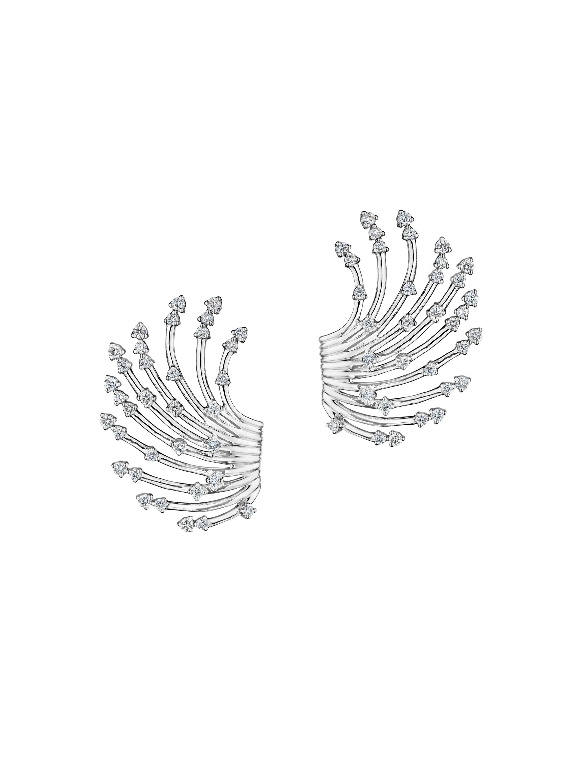 Hueb Women's Luminus 18K White Gold & Diamond Fan Earrings - White Gold