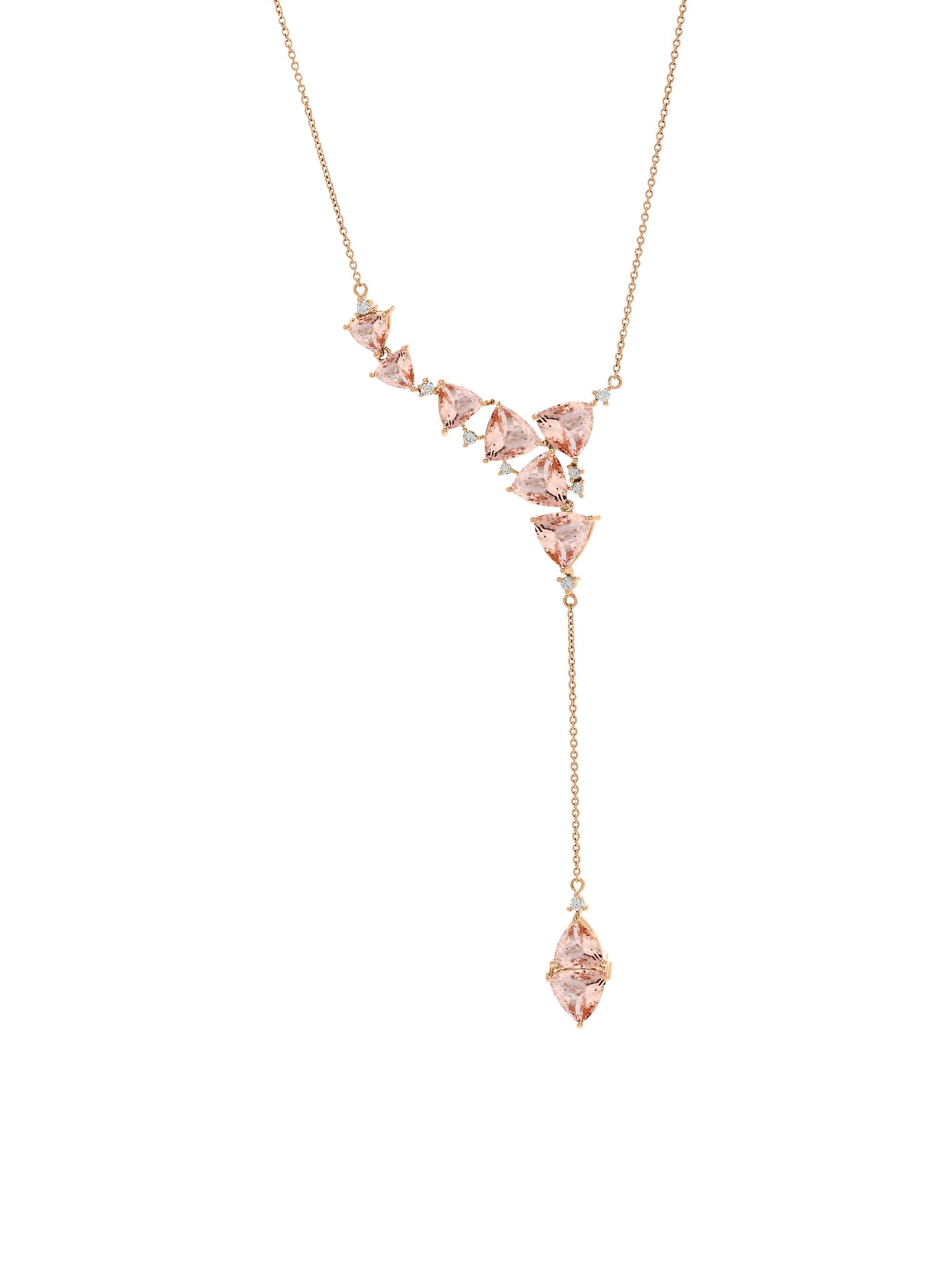 Hueb Women's Mirage 18K Rose Gold, Morganite & 0.19 TCW Diamond Asymmetric Lariat Necklace - Pink Gold