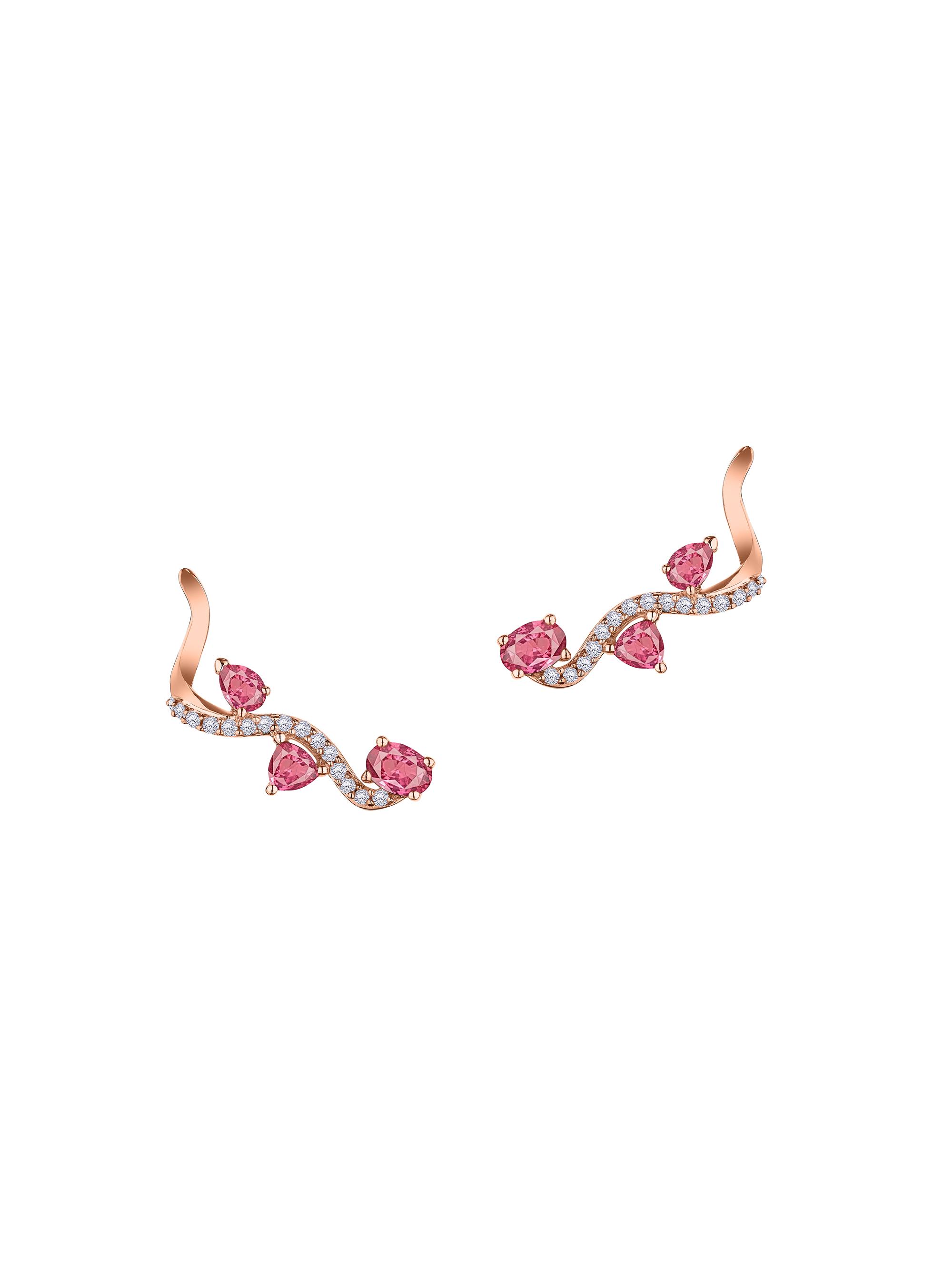 Hueb Women's Mirage 18K Rose Gold, Pink Sapphire & 0.22 TCW Diamond Ear Climbers - Pink Gold