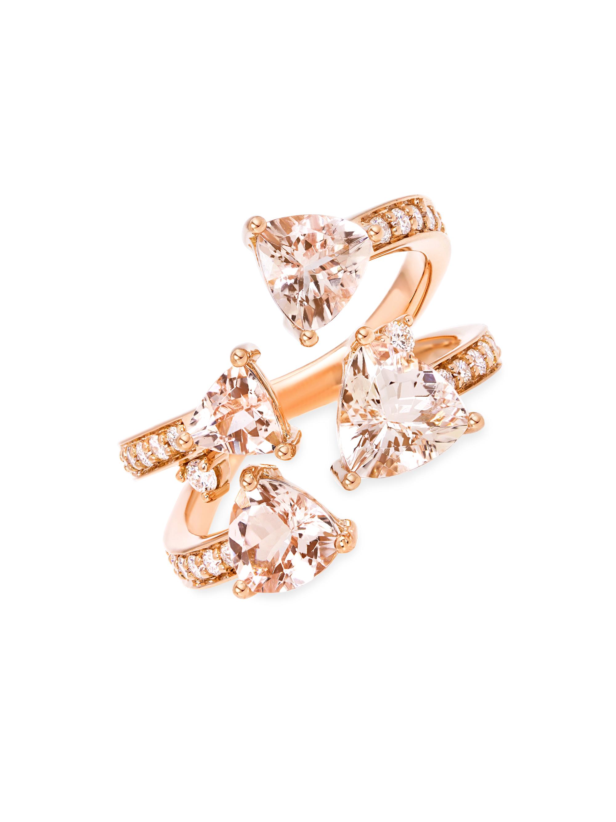 Hueb Women's Mirage 18K Rose Gold, Diamond & Morganite Open Ring - Pink Gold