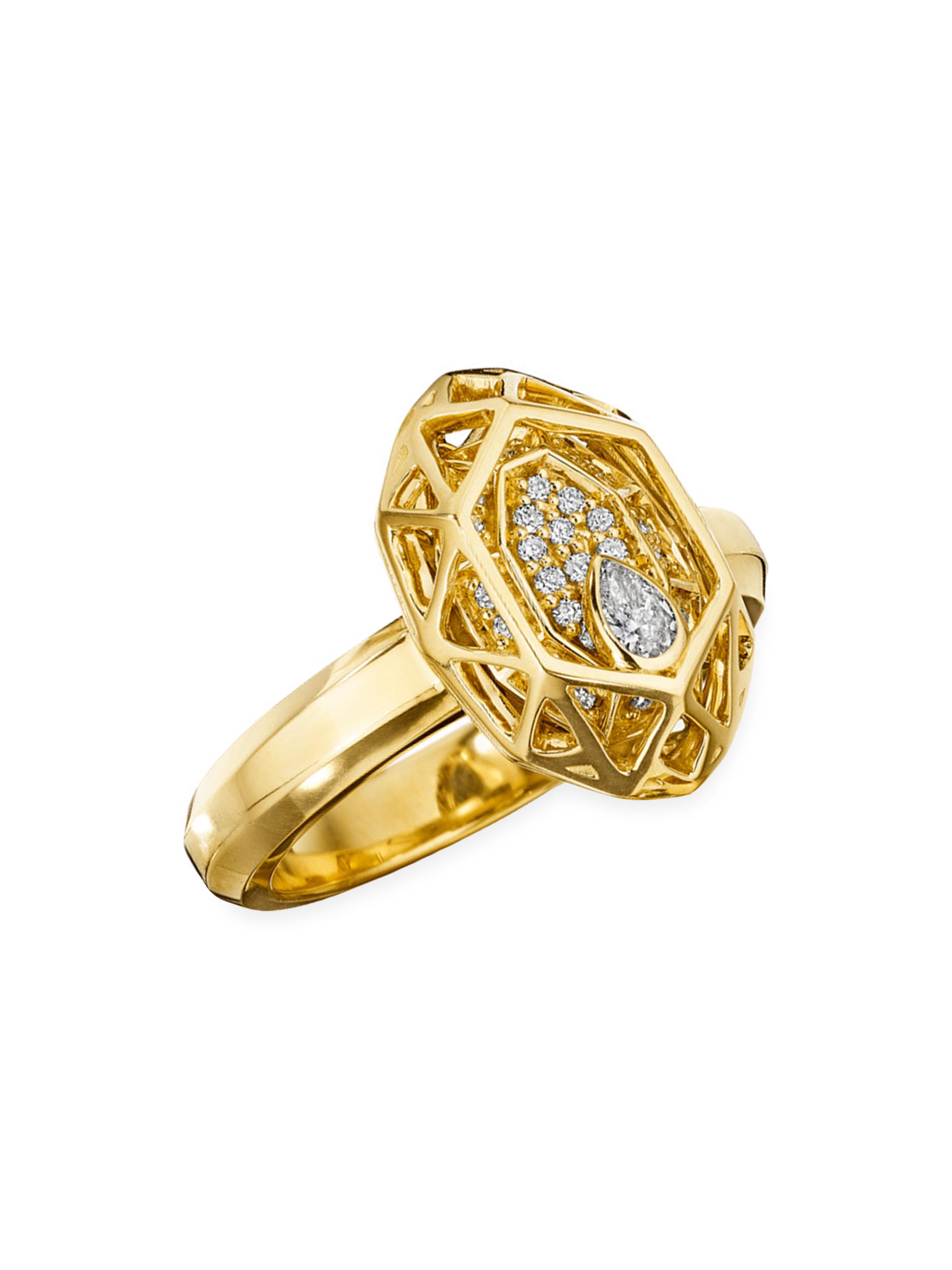 Hueb Women's Estelar 18K Gold & Diamond Cage Ring - Yellow Gold
